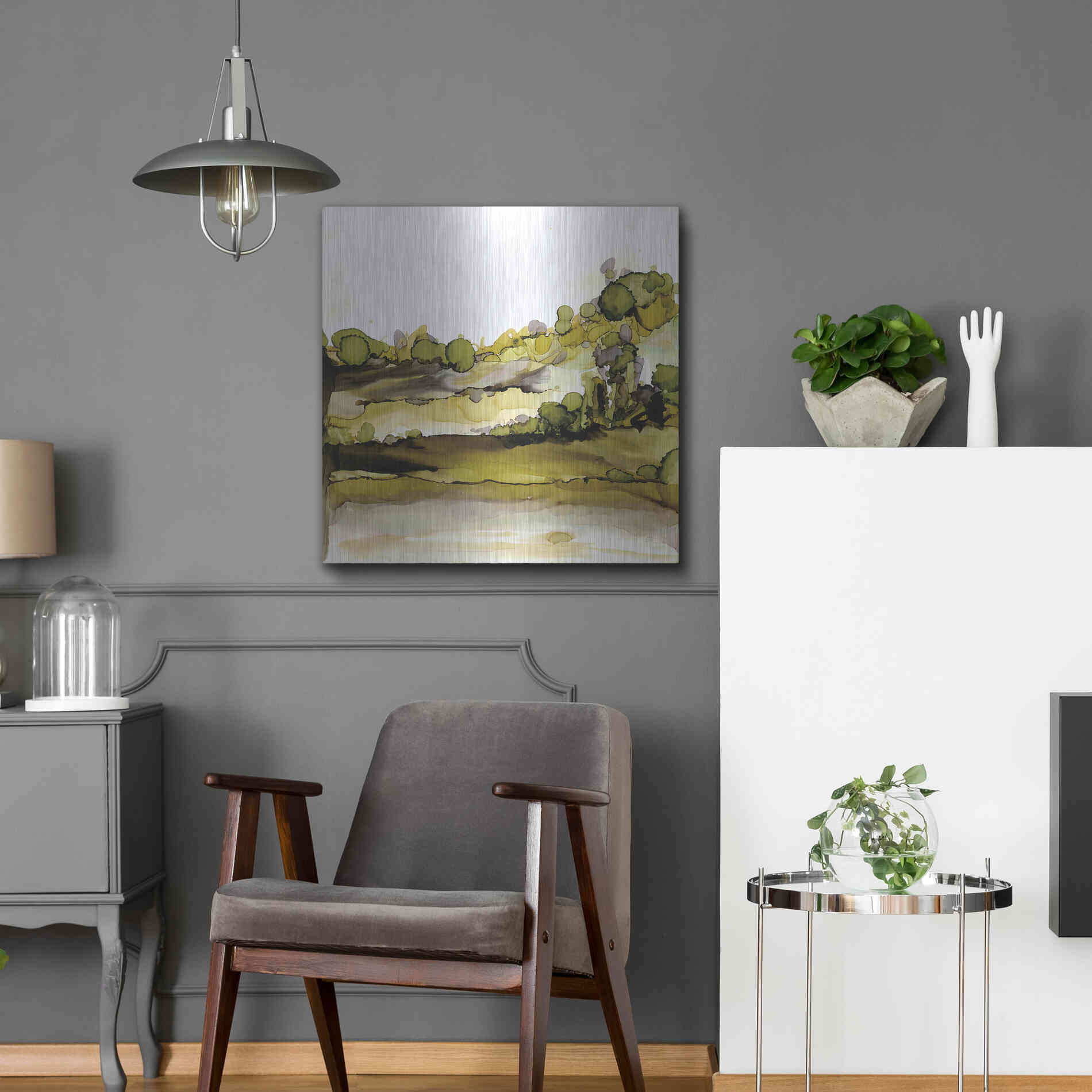 Luxe Metal Art 'Greenscape II' by Chris Paschke, Metal Wall Art,24x24