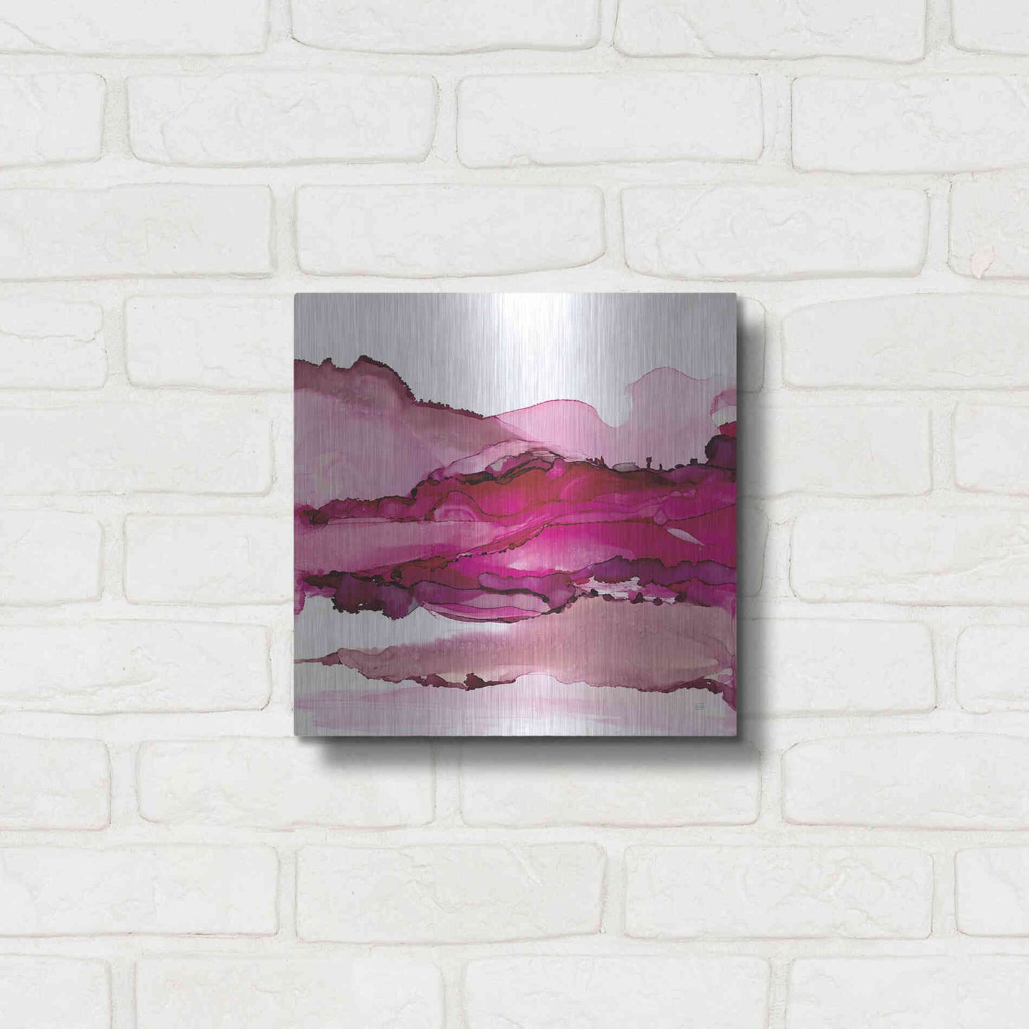 Luxe Metal Art 'Pinkscape I' by Chris Paschke, Metal Wall Art,12x12