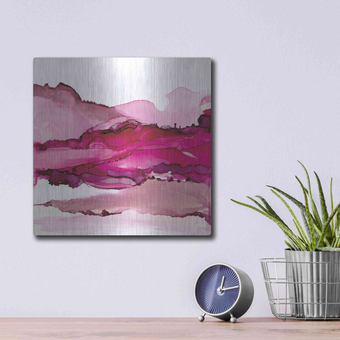 Luxe Metal Art 'Pinkscape I' by Chris Paschke, Metal Wall Art,12x12