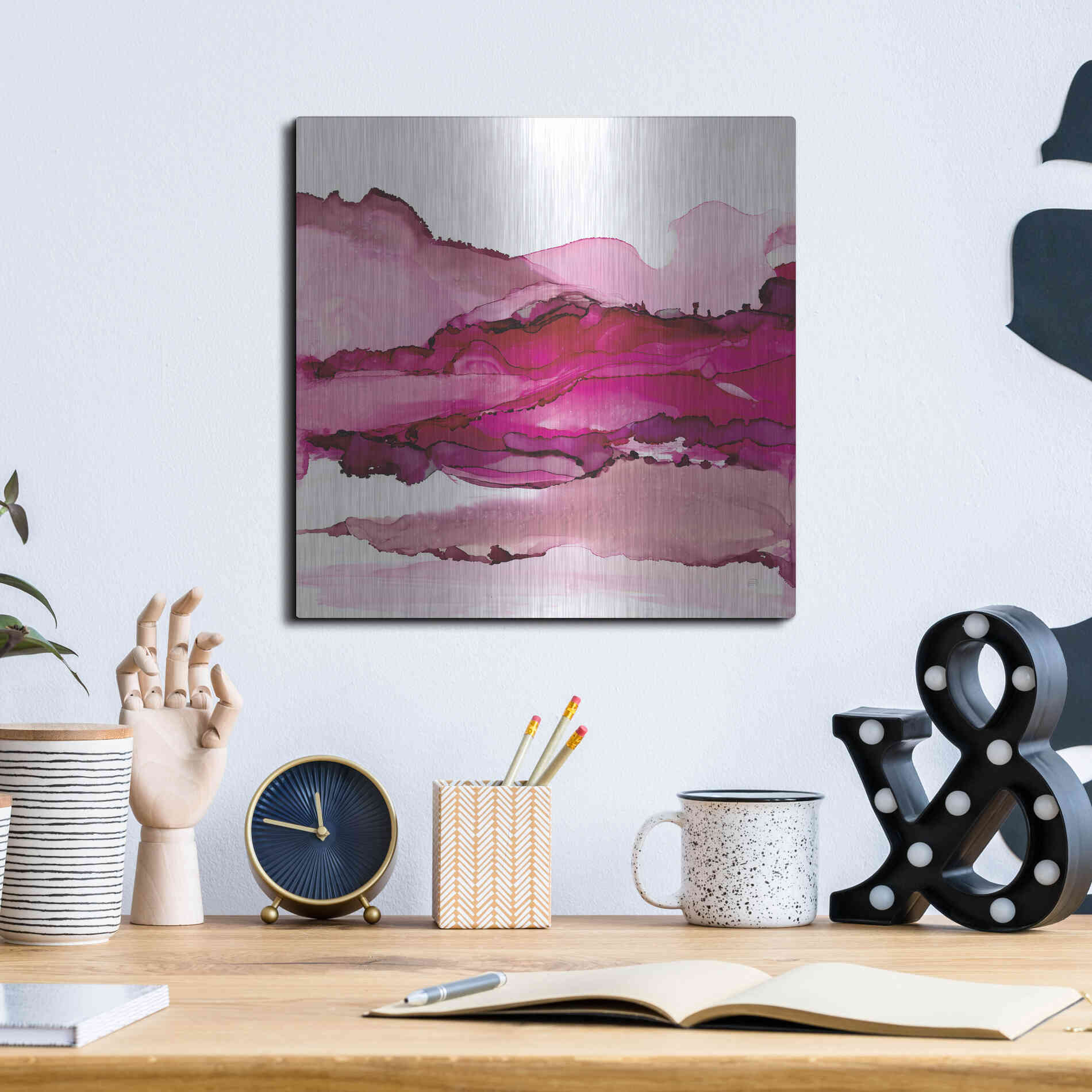 Luxe Metal Art 'Pinkscape I' by Chris Paschke, Metal Wall Art,12x12