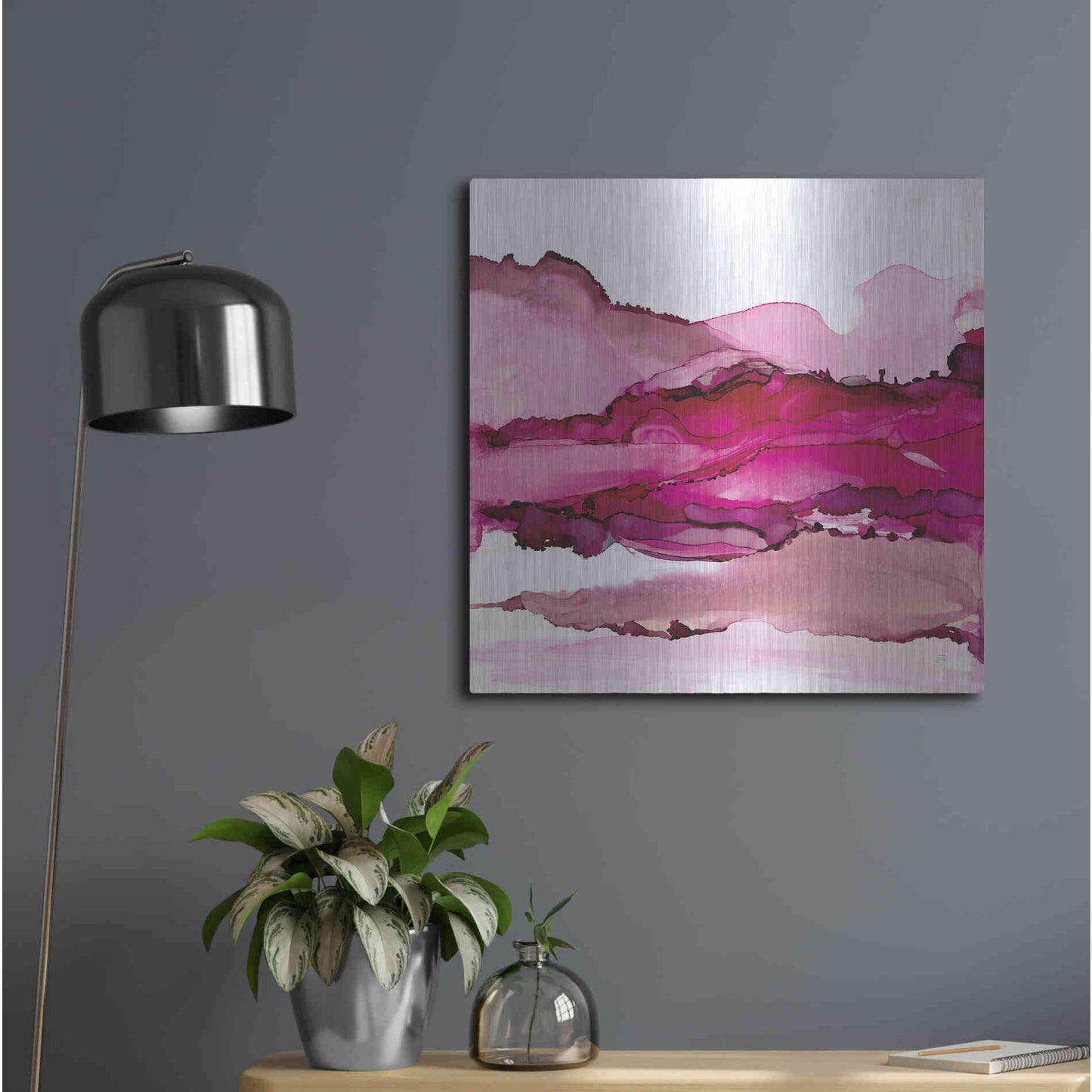 Luxe Metal Art 'Pinkscape I' by Chris Paschke, Metal Wall Art,24x24