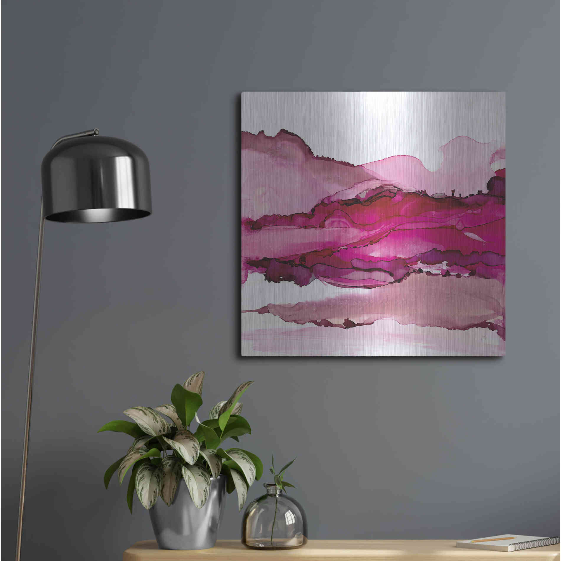 Luxe Metal Art 'Pinkscape I' by Chris Paschke, Metal Wall Art,24x24