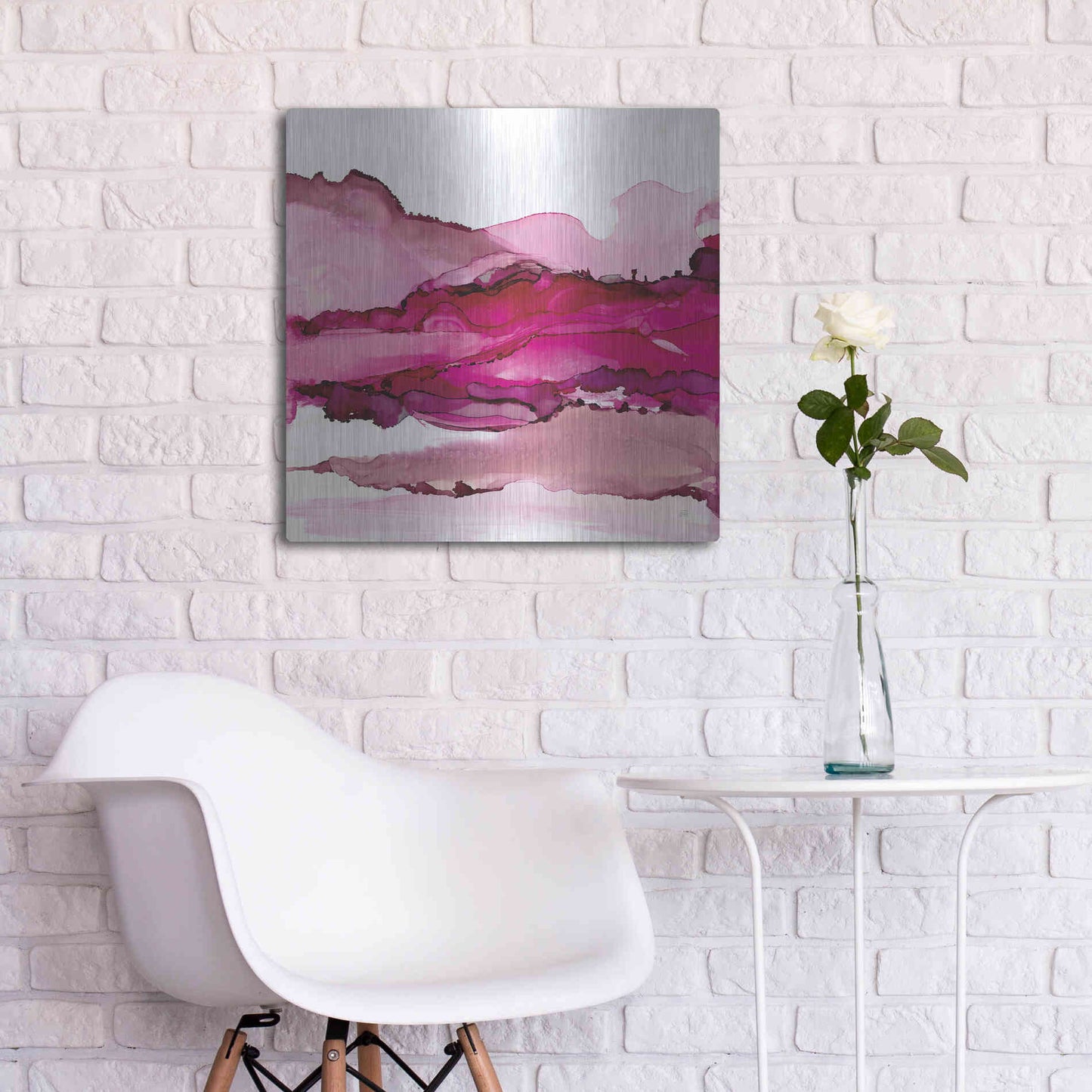 Luxe Metal Art 'Pinkscape I' by Chris Paschke, Metal Wall Art,24x24