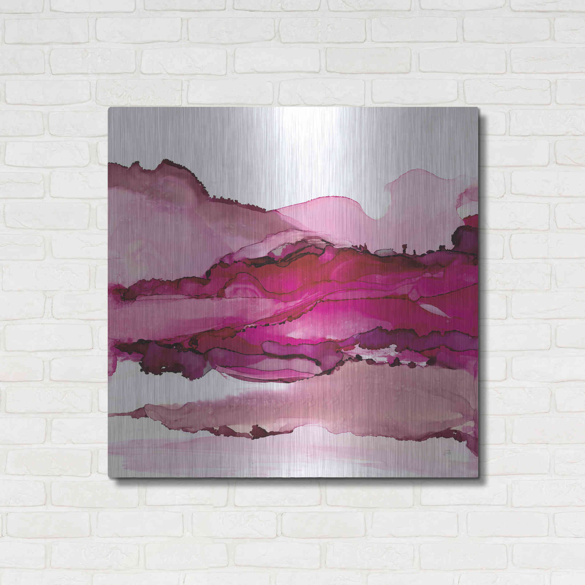 Luxe Metal Art 'Pinkscape I' by Chris Paschke, Metal Wall Art,36x36