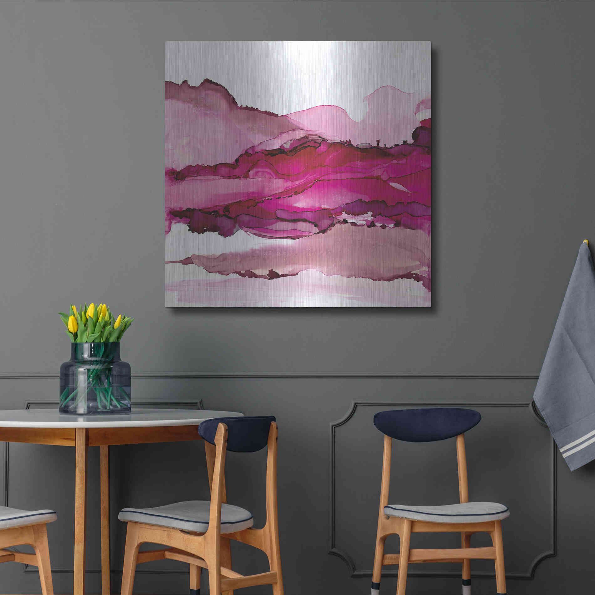 Luxe Metal Art 'Pinkscape I' by Chris Paschke, Metal Wall Art,36x36