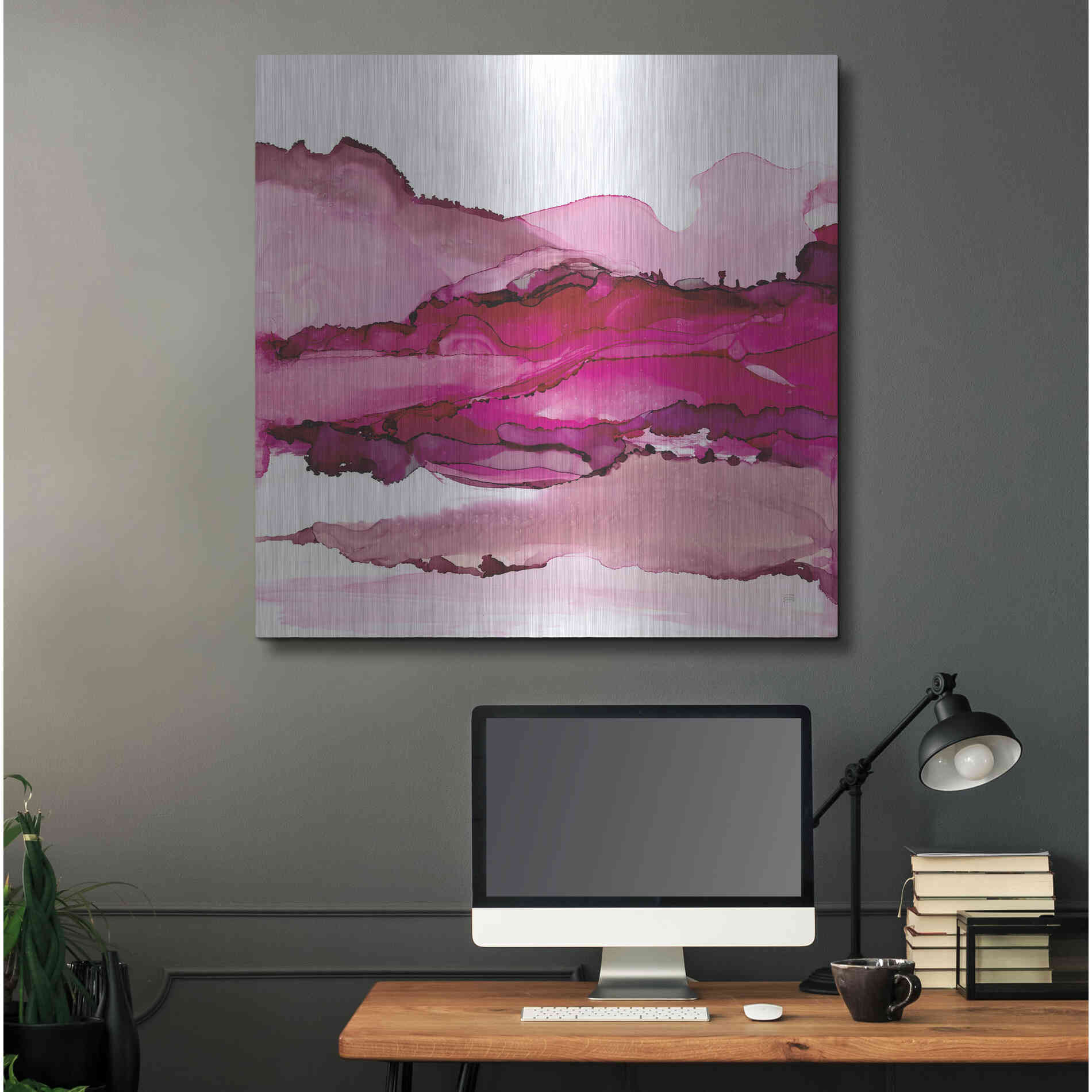 Luxe Metal Art 'Pinkscape I' by Chris Paschke, Metal Wall Art,36x36