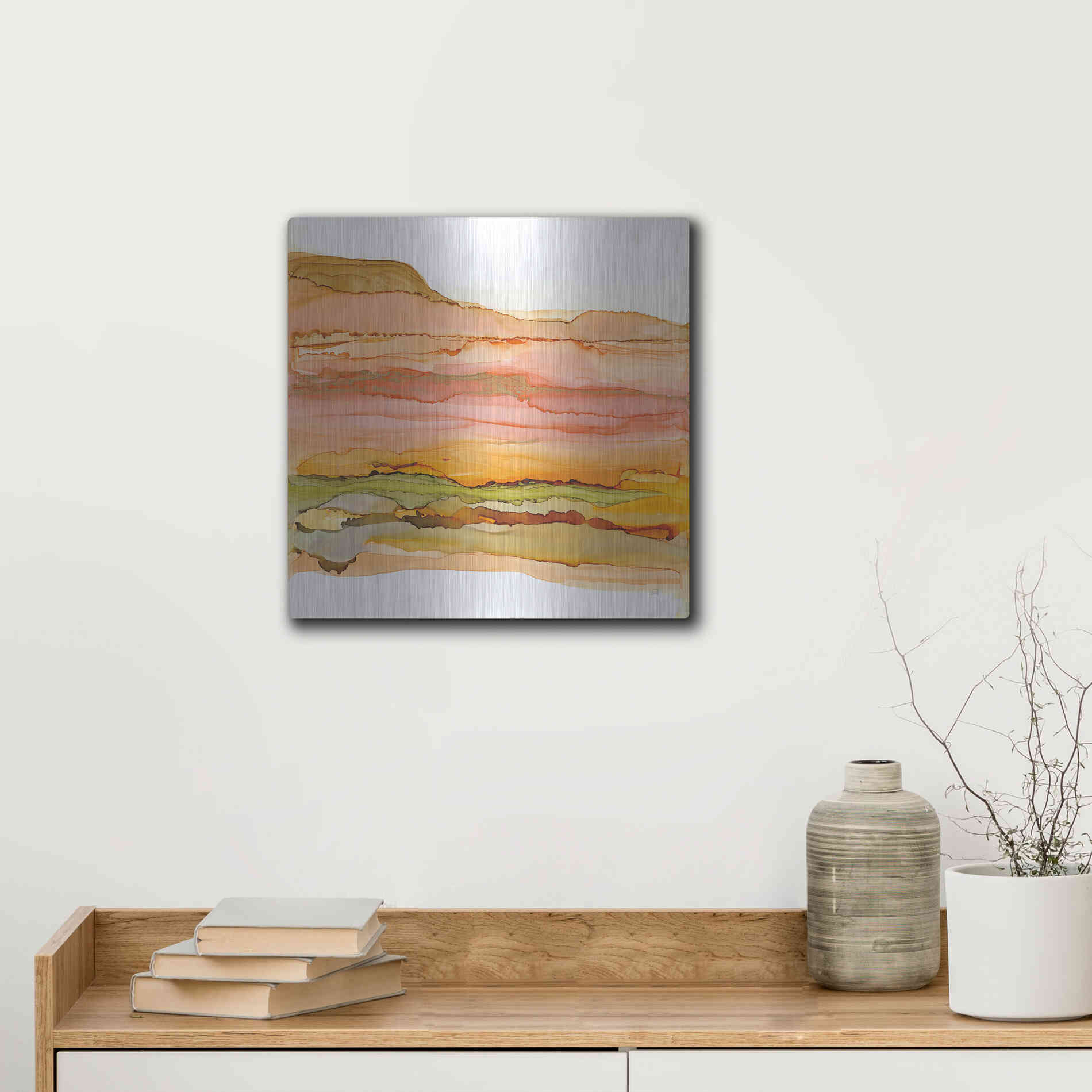 Luxe Metal Art 'Desertscape III' by Chris Paschke, Metal Wall Art,12x12