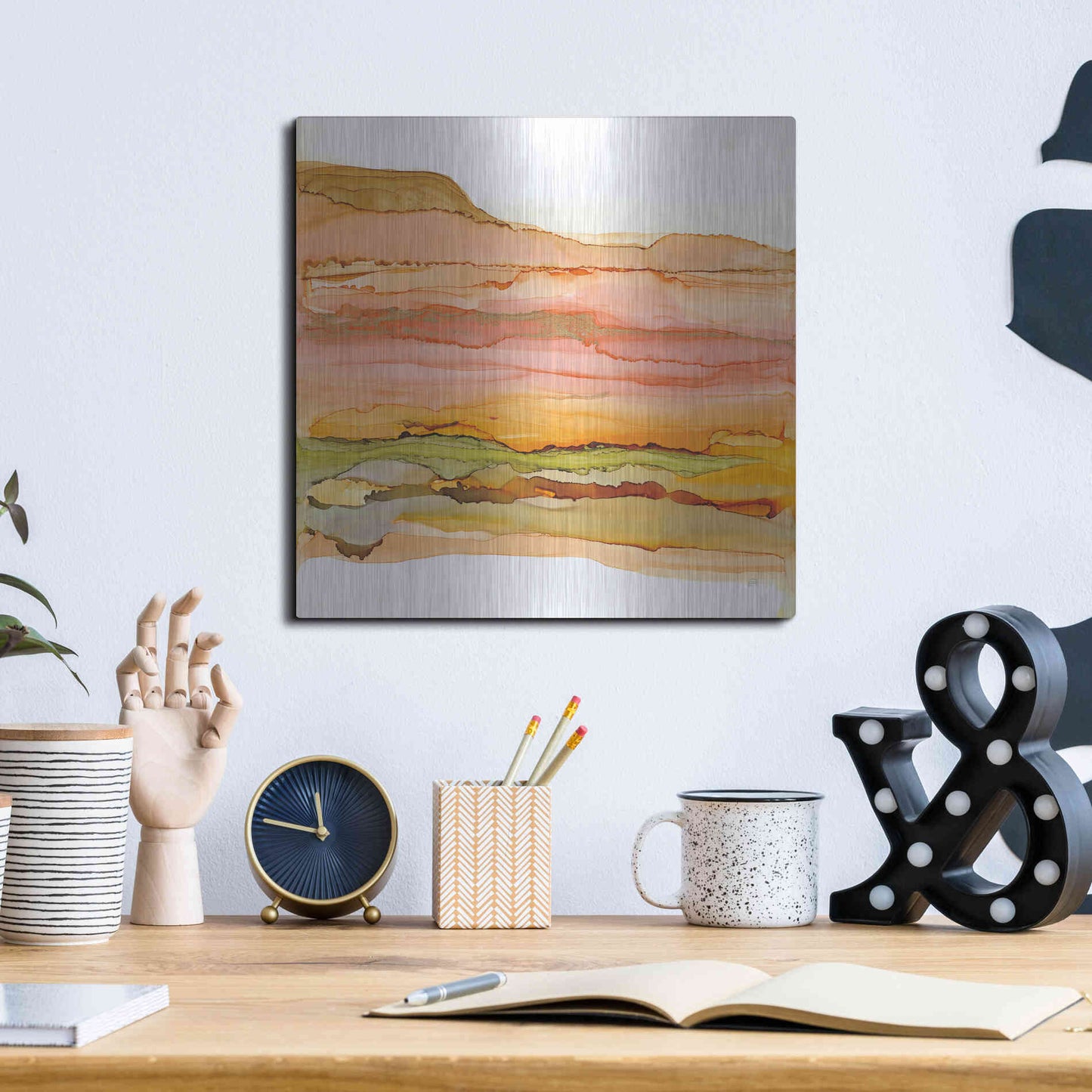 Luxe Metal Art 'Desertscape III' by Chris Paschke, Metal Wall Art,12x12