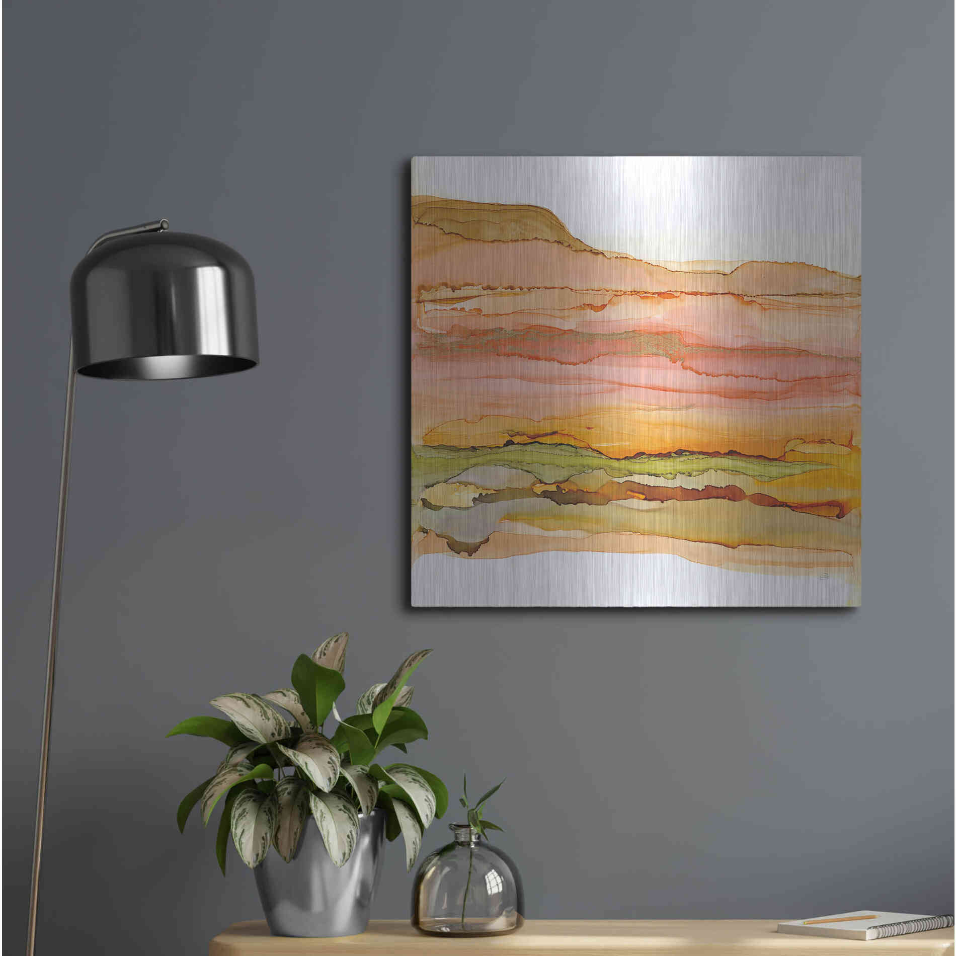 Luxe Metal Art 'Desertscape III' by Chris Paschke, Metal Wall Art,24x24