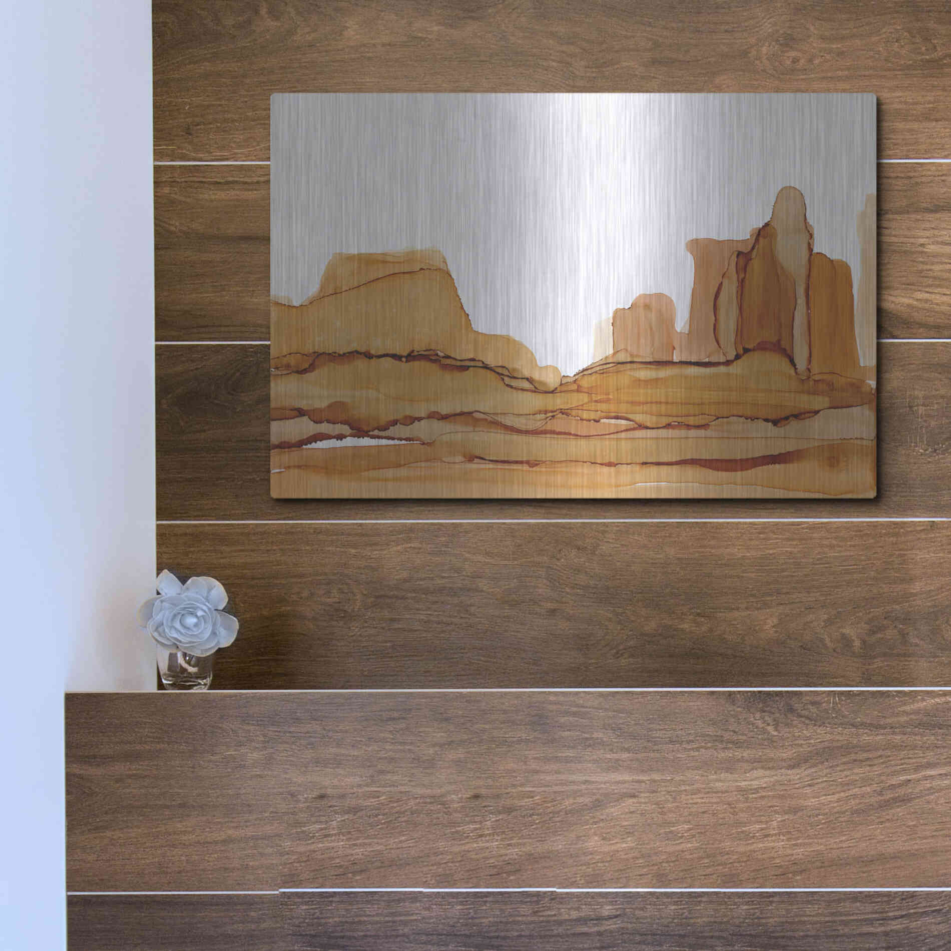 Luxe Metal Art 'Brownscape II' by Chris Paschke, Metal Wall Art,16x12