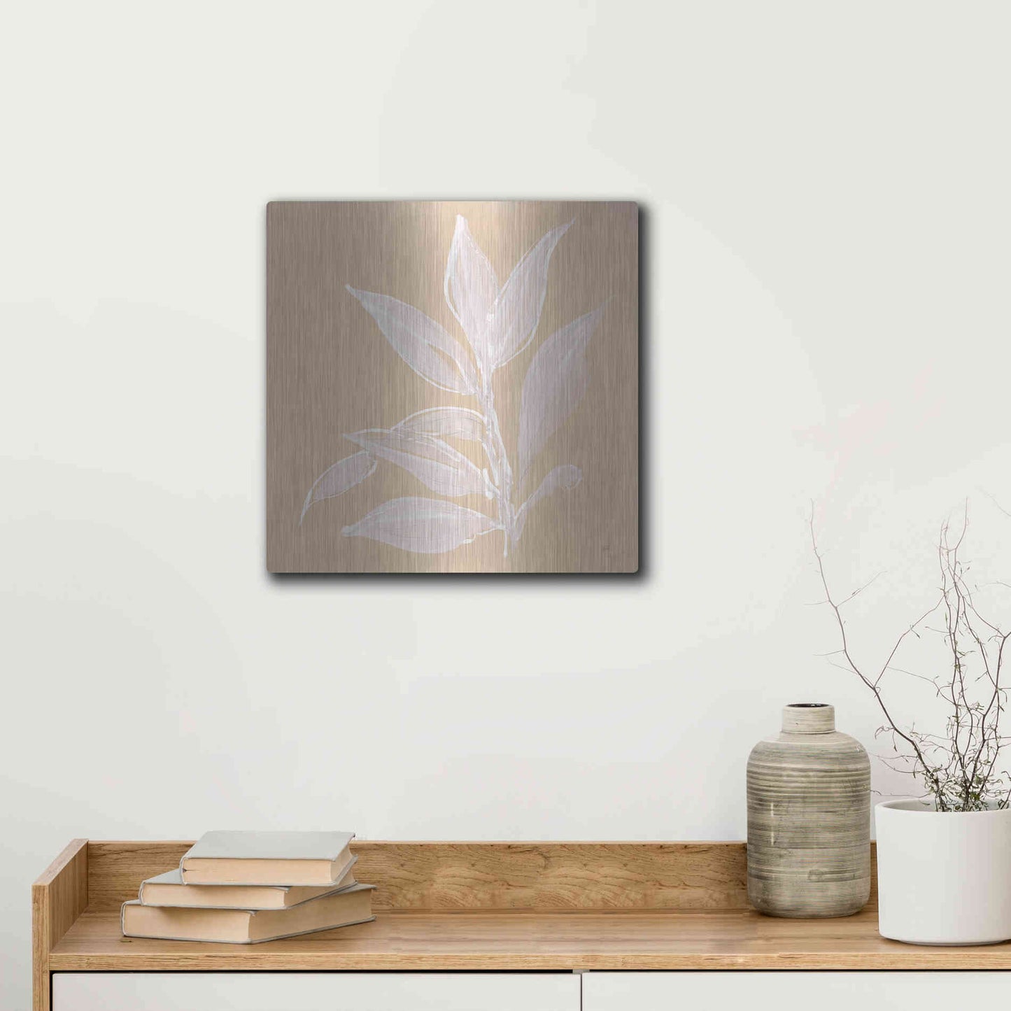 Luxe Metal Art 'Leaf Study I' by Chris Paschke, Metal Wall Art,12x12