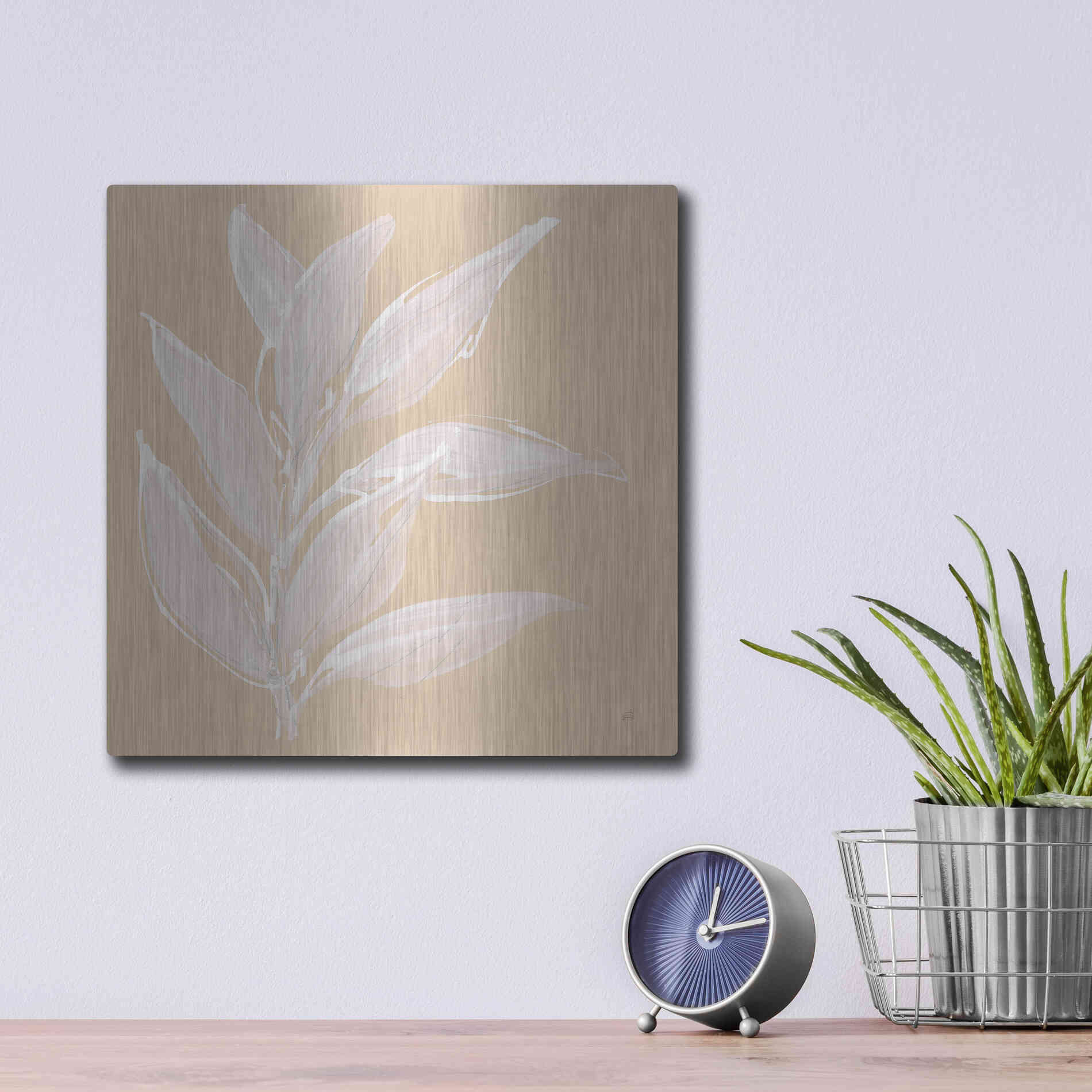 Luxe Metal Art 'Leaf Study II' by Chris Paschke, Metal Wall Art,12x12