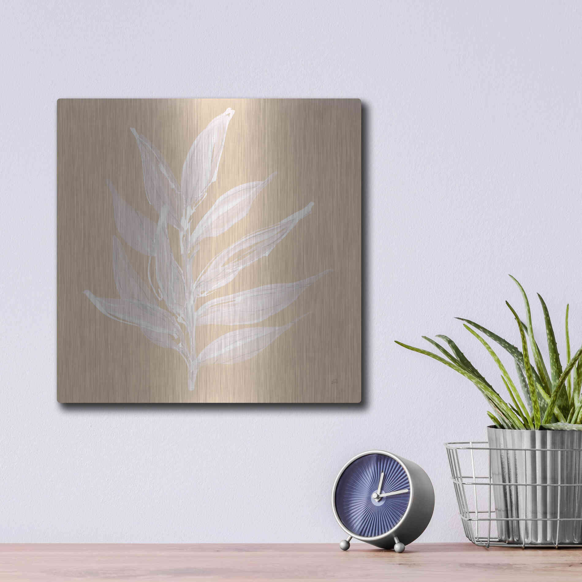 Luxe Metal Art 'Leaf Study IV' by Chris Paschke, Metal Wall Art,12x12