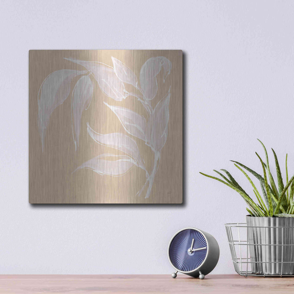 Luxe Metal Art 'Leaf Study V' by Chris Paschke, Metal Wall Art,12x12