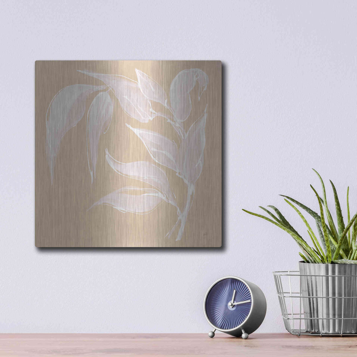 Luxe Metal Art 'Leaf Study V' by Chris Paschke, Metal Wall Art,12x12