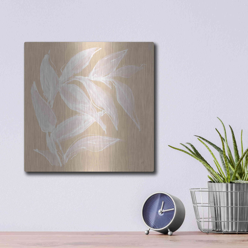 Luxe Metal Art 'Leaf Study VI' by Chris Paschke, Metal Wall Art,12x12