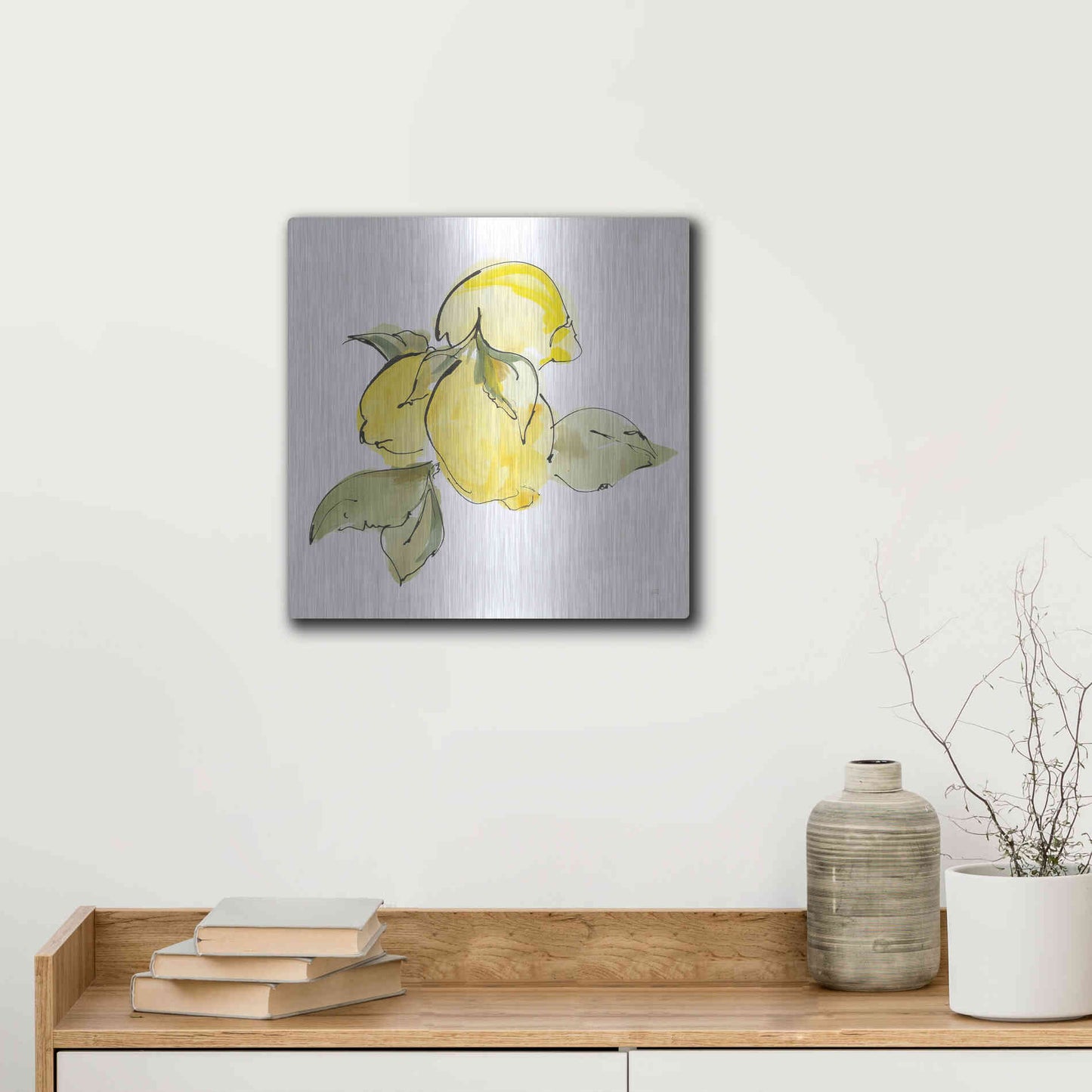 Luxe Metal Art 'Lemons I' by Chris Paschke, Metal Wall Art,12x12