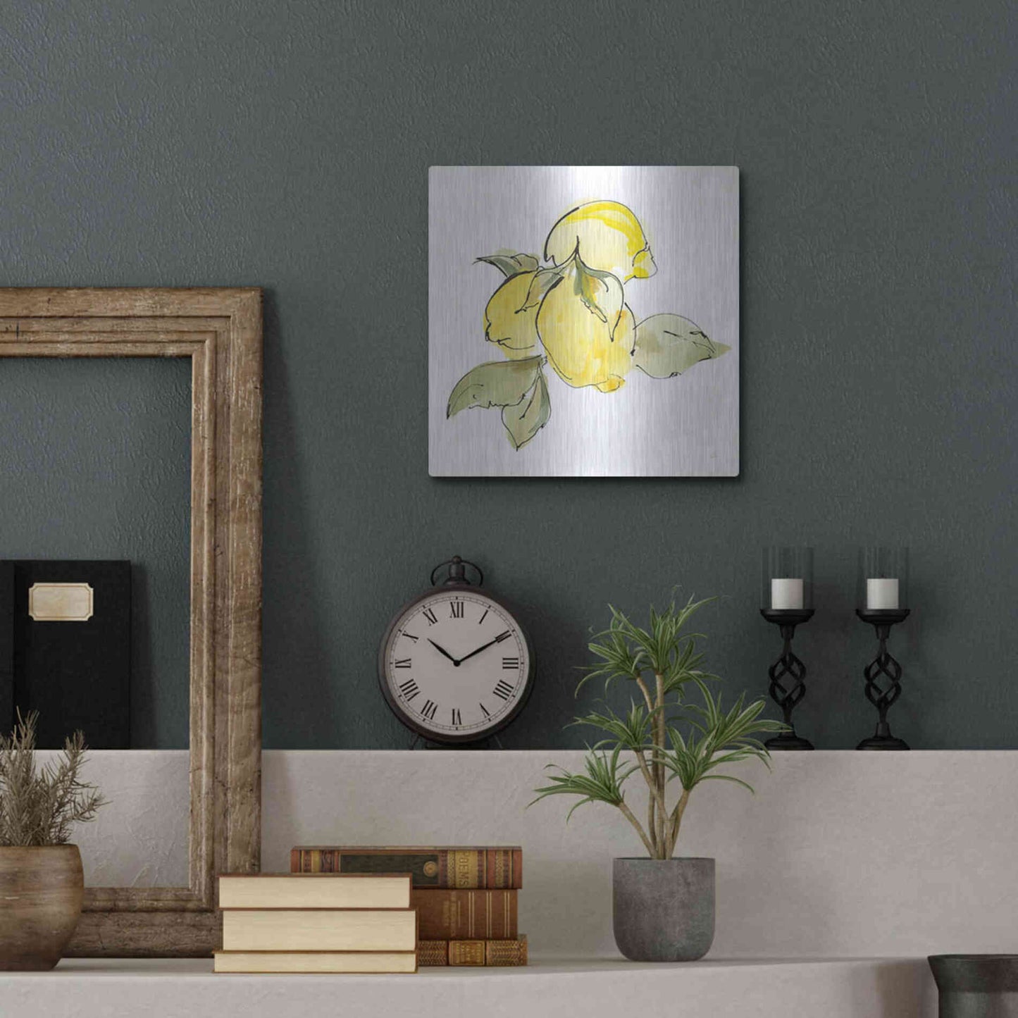 Luxe Metal Art 'Lemons I' by Chris Paschke, Metal Wall Art,12x12