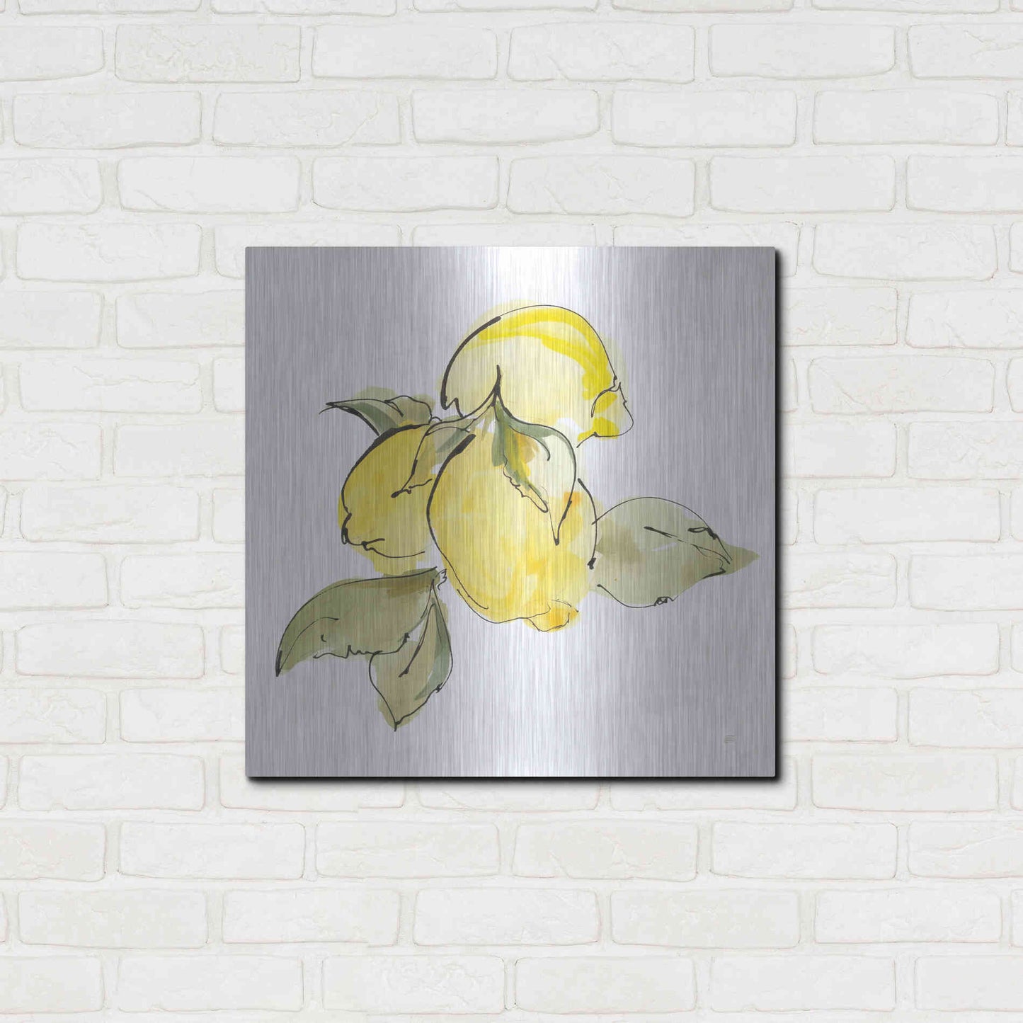 Luxe Metal Art 'Lemons I' by Chris Paschke, Metal Wall Art,24x24