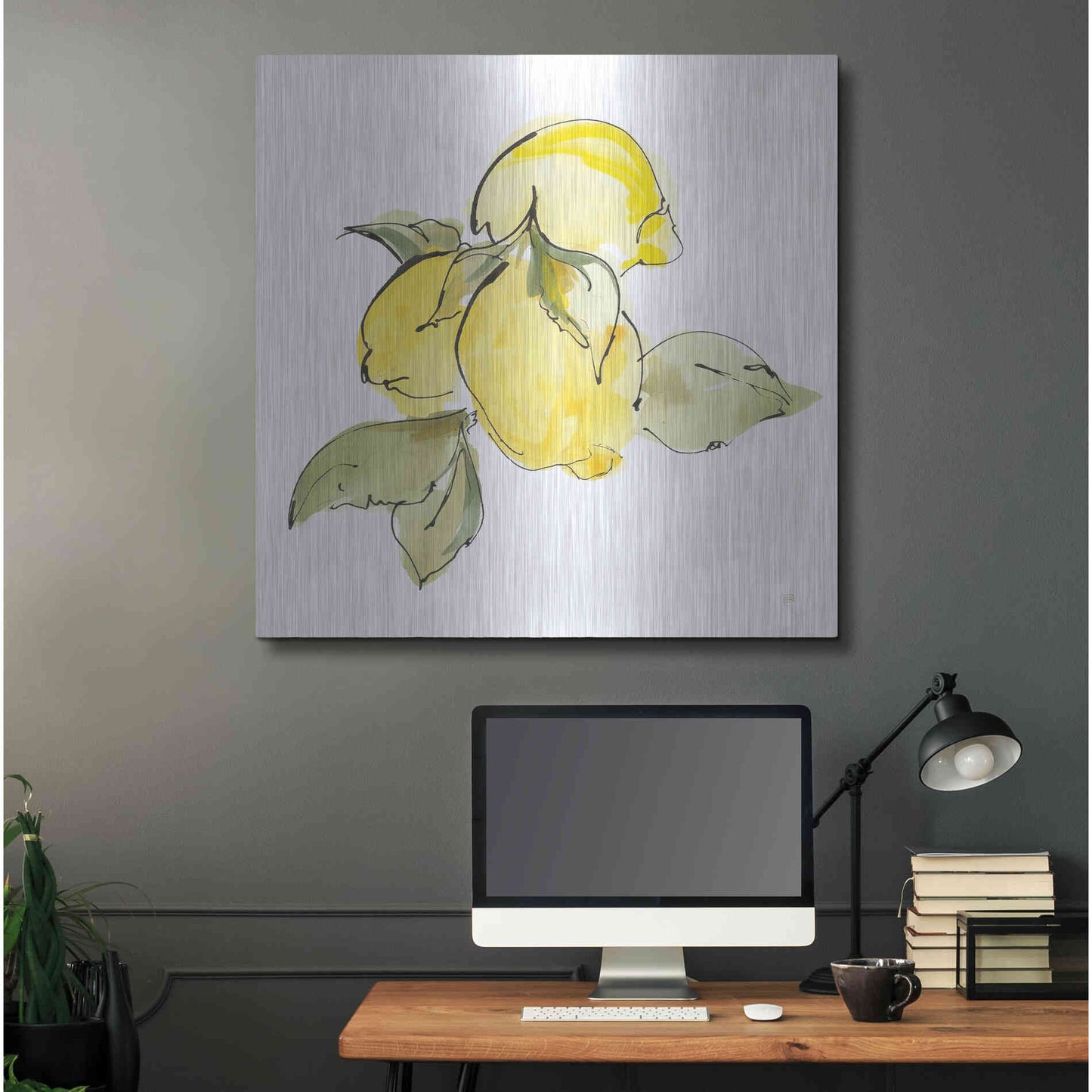 Luxe Metal Art 'Lemons I' by Chris Paschke, Metal Wall Art,36x36