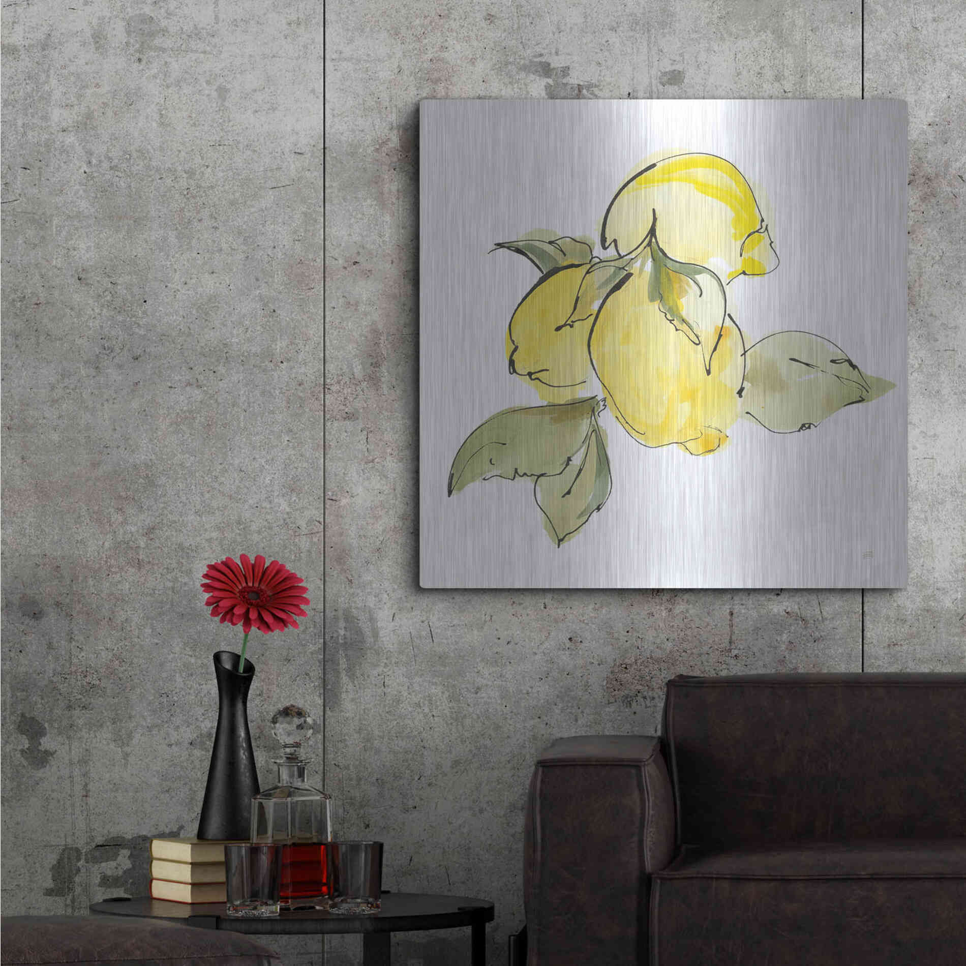 Luxe Metal Art 'Lemons I' by Chris Paschke, Metal Wall Art,36x36