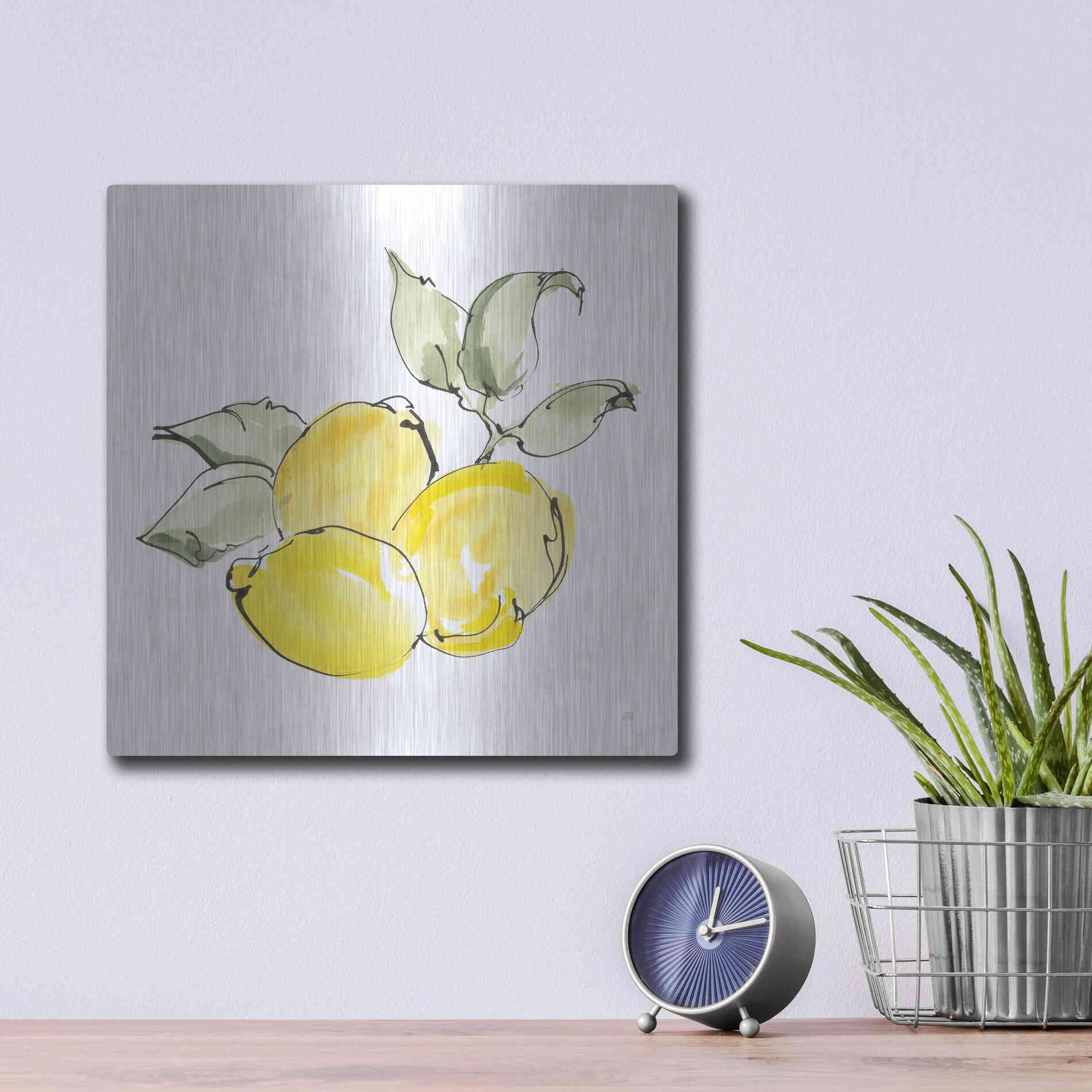 Luxe Metal Art 'Lemons II' by Chris Paschke, Metal Wall Art,12x12