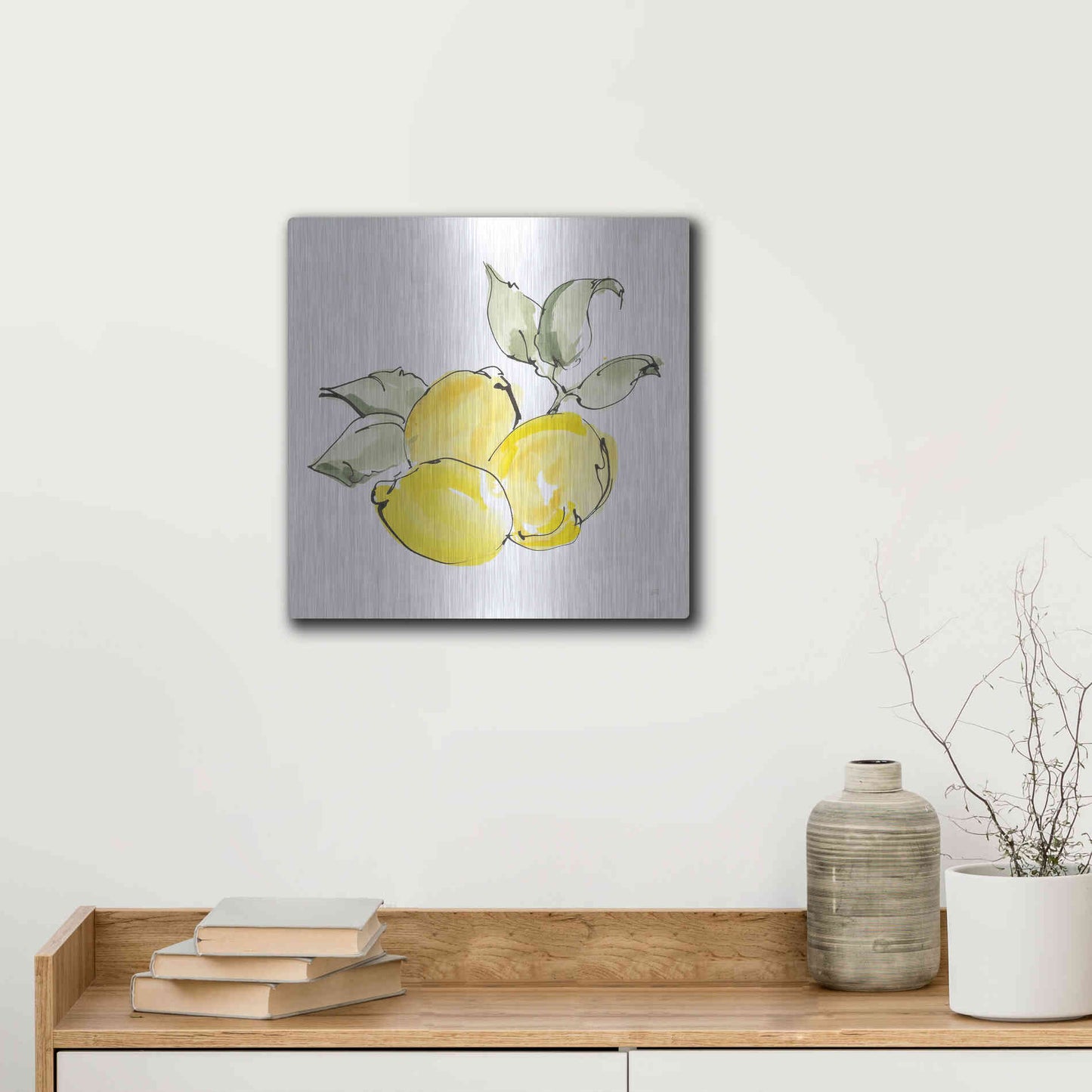 Luxe Metal Art 'Lemons II' by Chris Paschke, Metal Wall Art,12x12