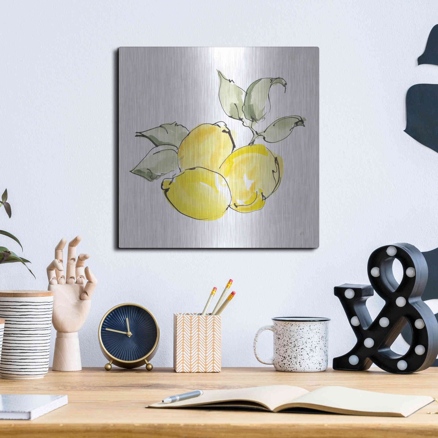 Luxe Metal Art 'Lemons II' by Chris Paschke, Metal Wall Art,12x12