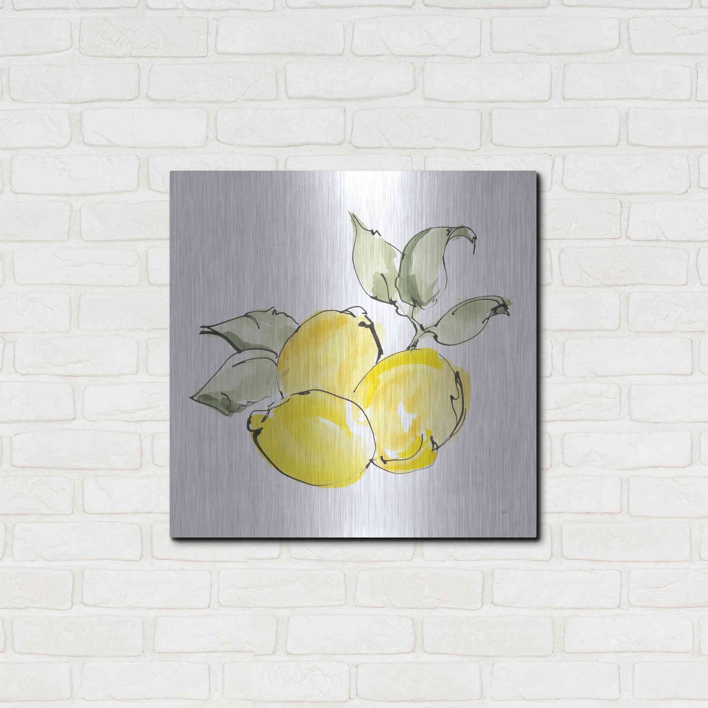 Luxe Metal Art 'Lemons II' by Chris Paschke, Metal Wall Art,24x24