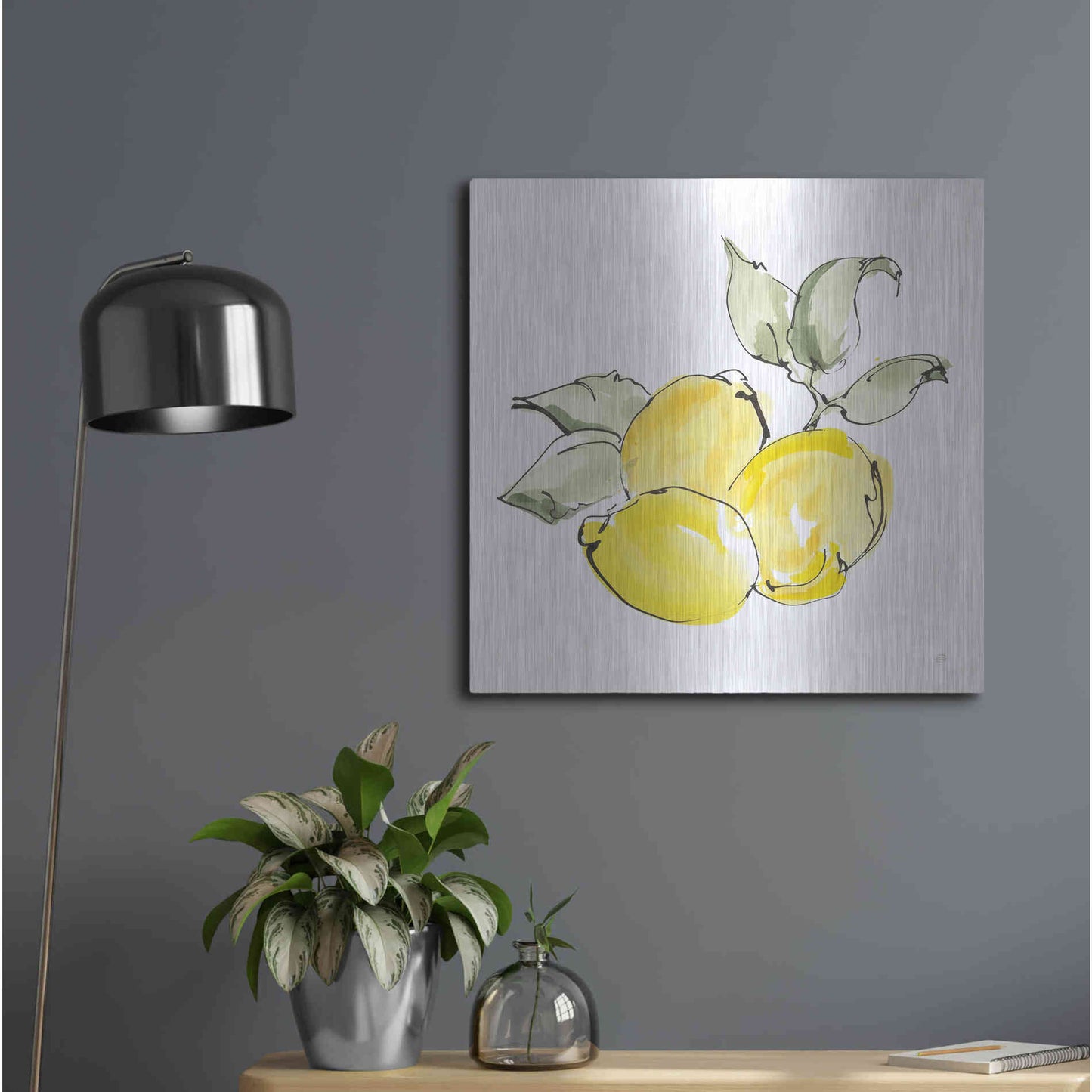 Luxe Metal Art 'Lemons II' by Chris Paschke, Metal Wall Art,24x24