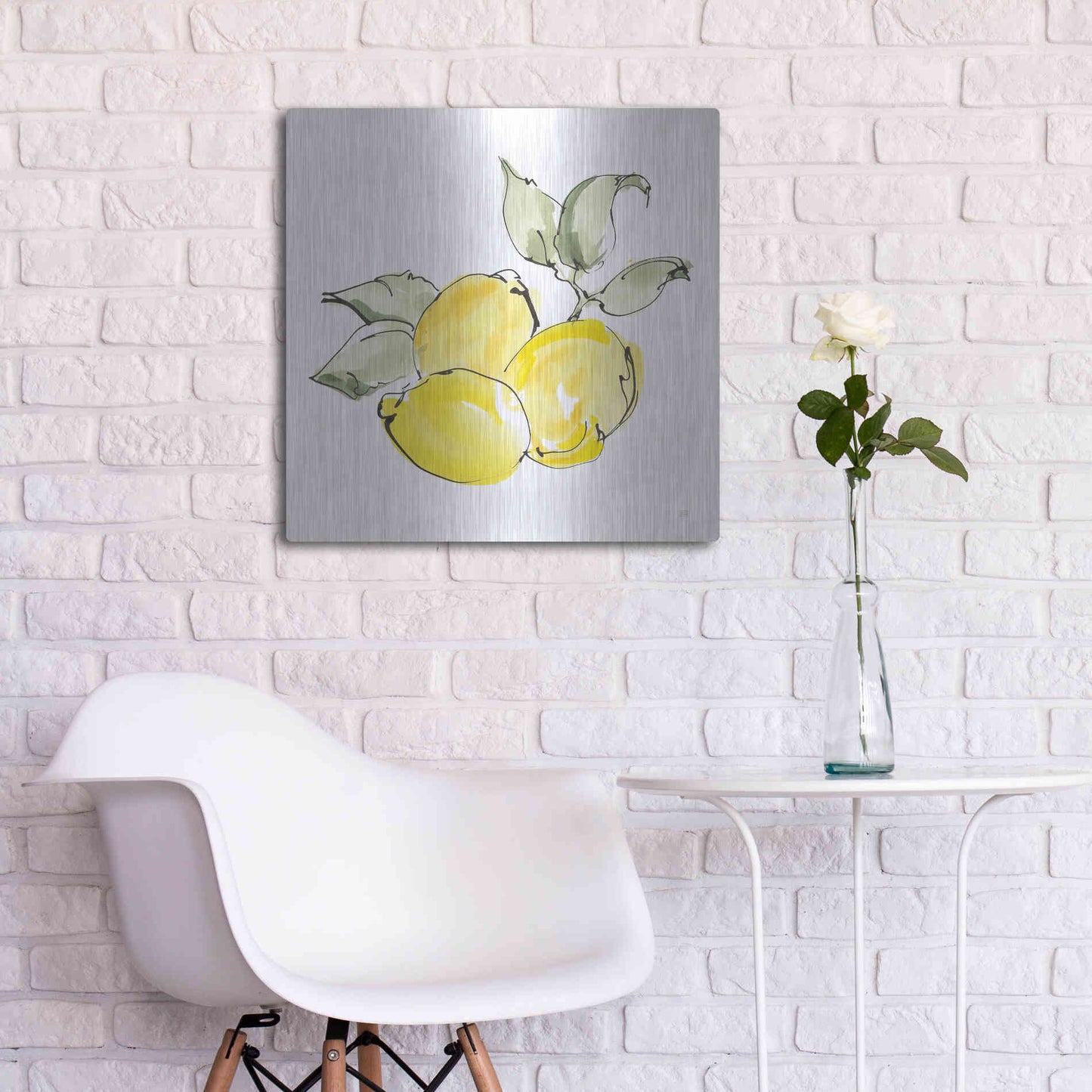 Luxe Metal Art 'Lemons II' by Chris Paschke, Metal Wall Art,24x24