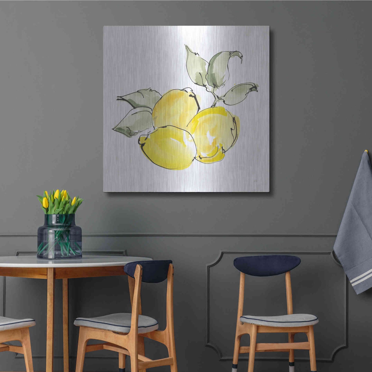 Luxe Metal Art 'Lemons II' by Chris Paschke, Metal Wall Art,36x36