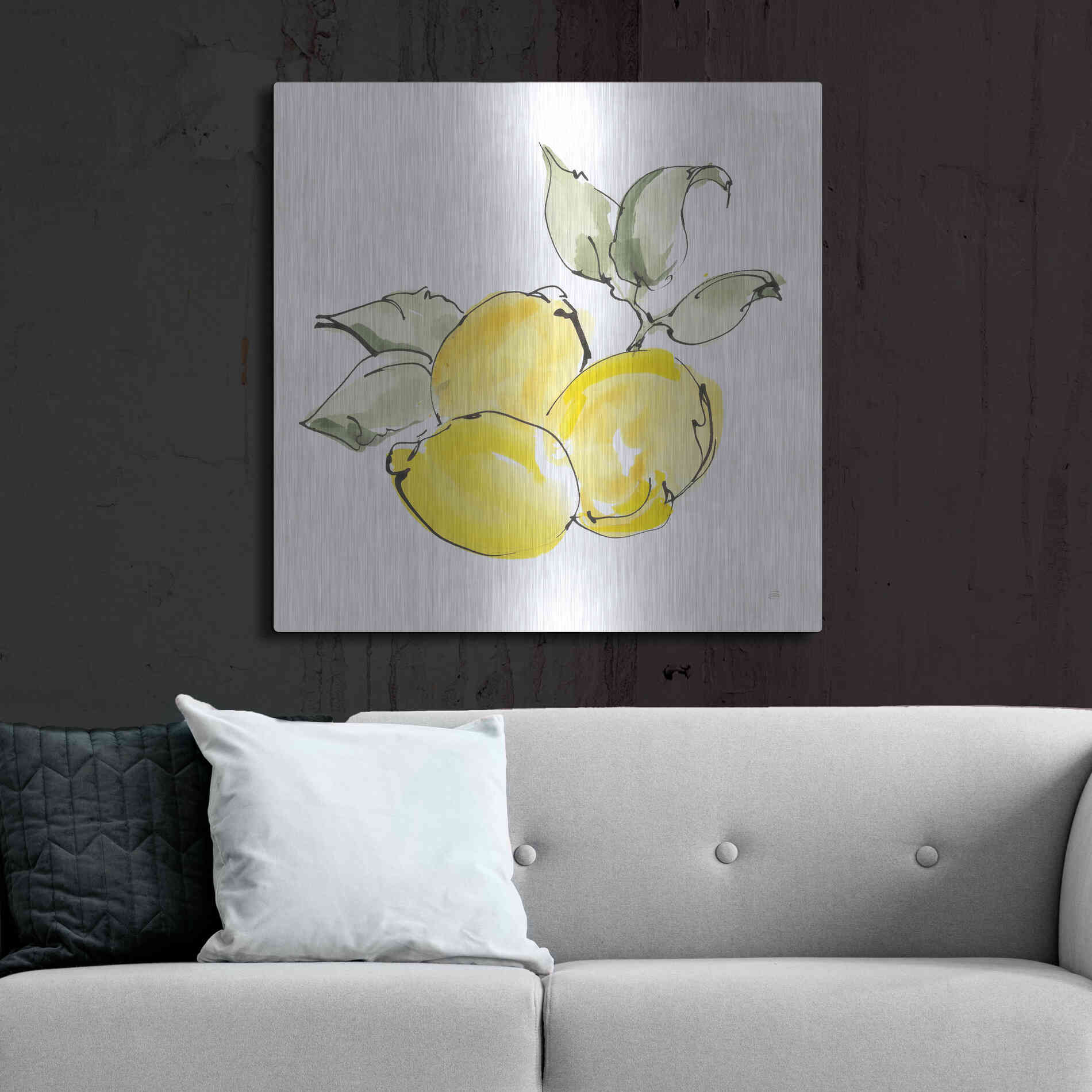 Luxe Metal Art 'Lemons II' by Chris Paschke, Metal Wall Art,36x36