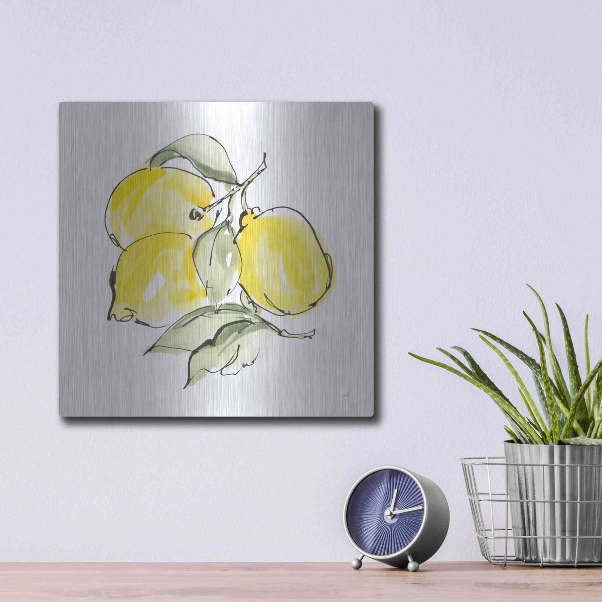 Luxe Metal Art 'Lemons III' by Chris Paschke, Metal Wall Art,12x12