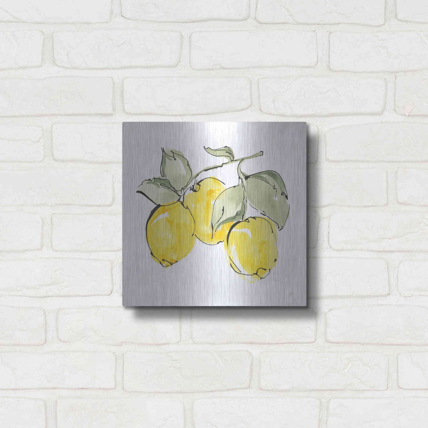 Luxe Metal Art 'Lemons IV' by Chris Paschke, Metal Wall Art,12x12