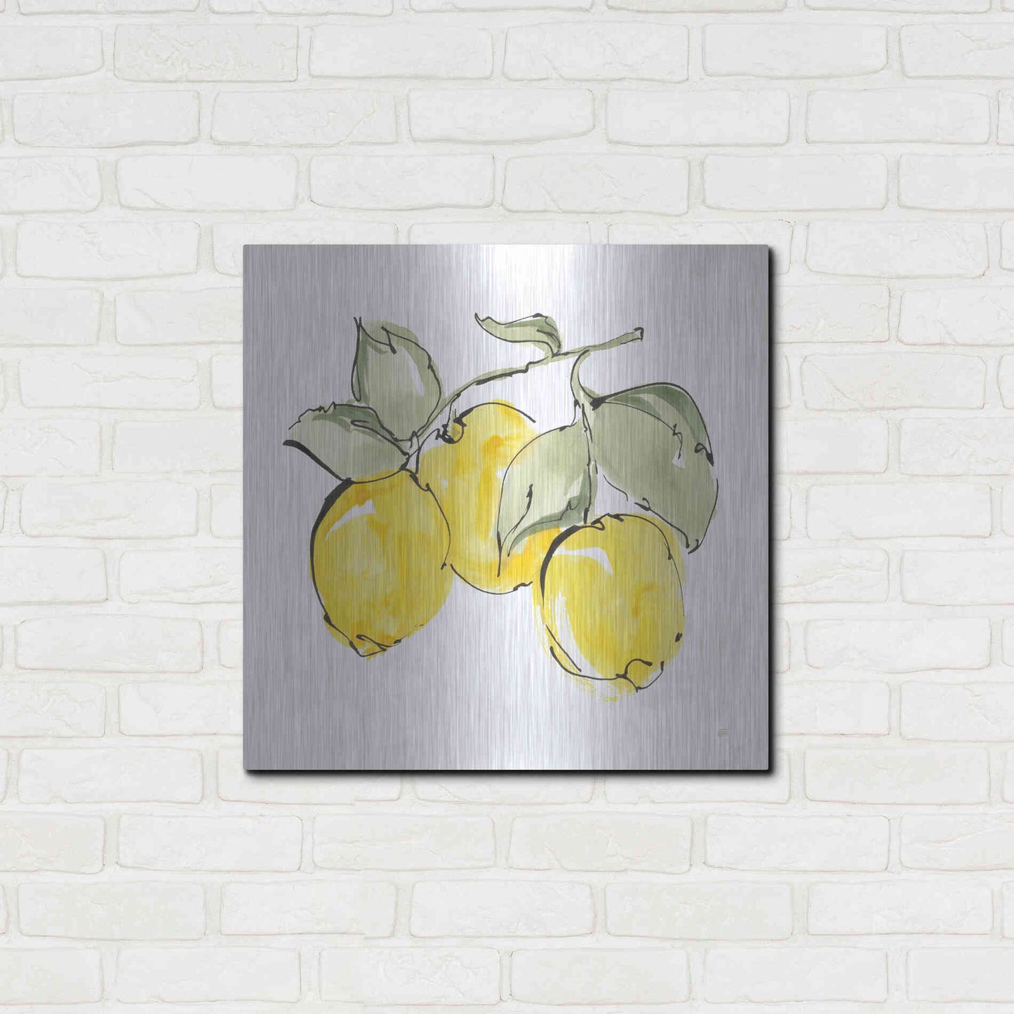 Luxe Metal Art 'Lemons IV' by Chris Paschke, Metal Wall Art,24x24