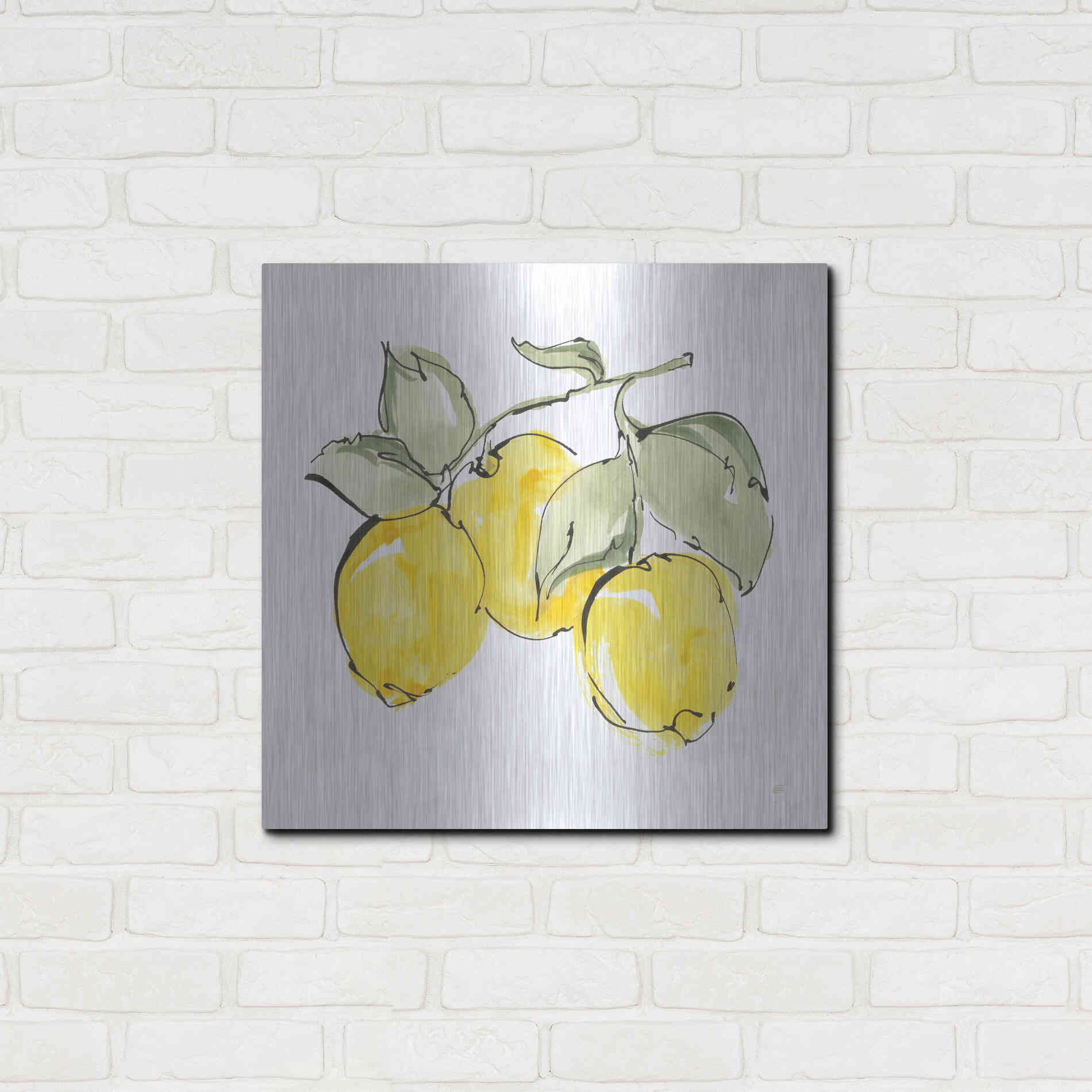 Luxe Metal Art 'Lemons IV' by Chris Paschke, Metal Wall Art,24x24