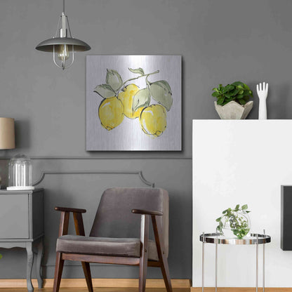 Luxe Metal Art 'Lemons IV' by Chris Paschke, Metal Wall Art,24x24