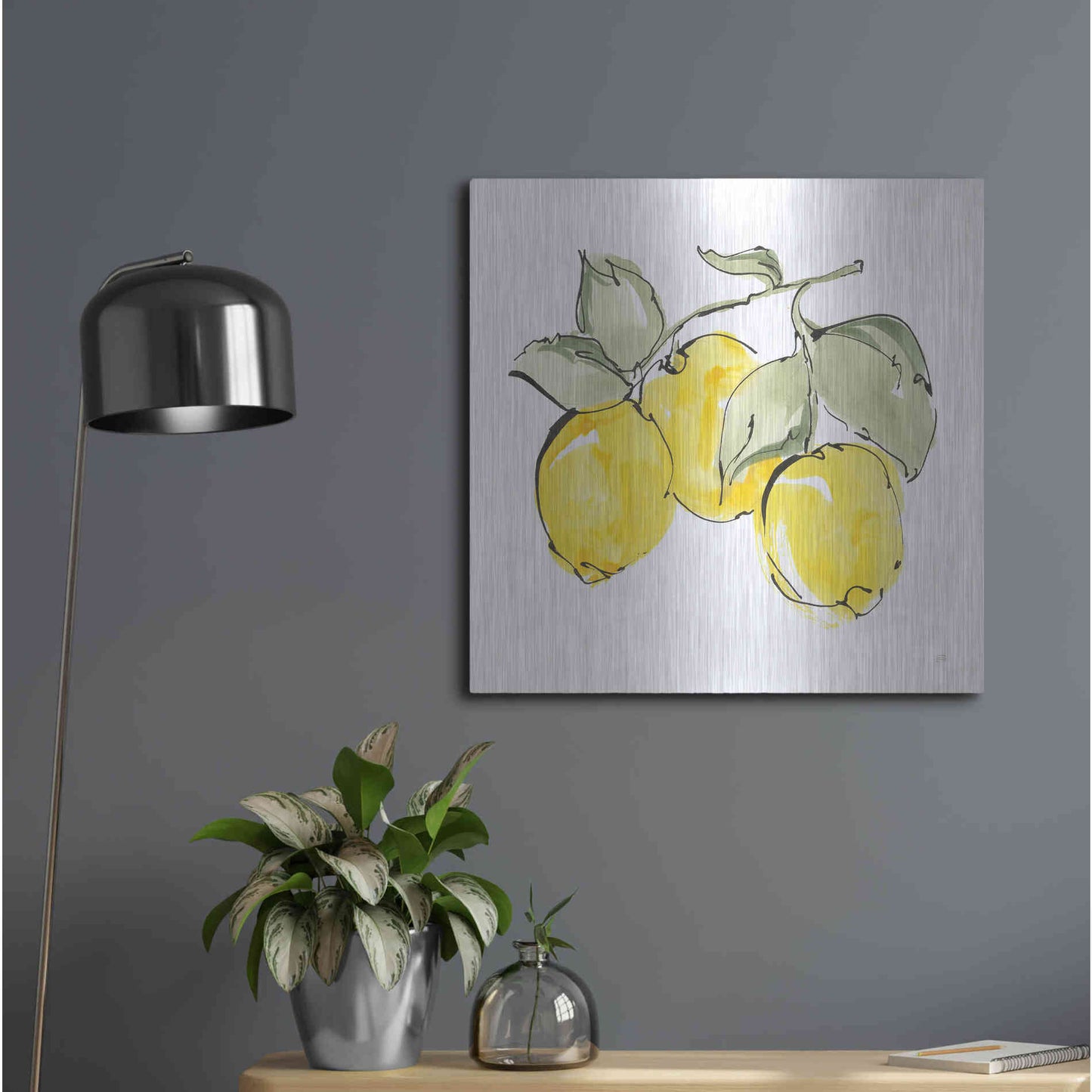 Luxe Metal Art 'Lemons IV' by Chris Paschke, Metal Wall Art,24x24