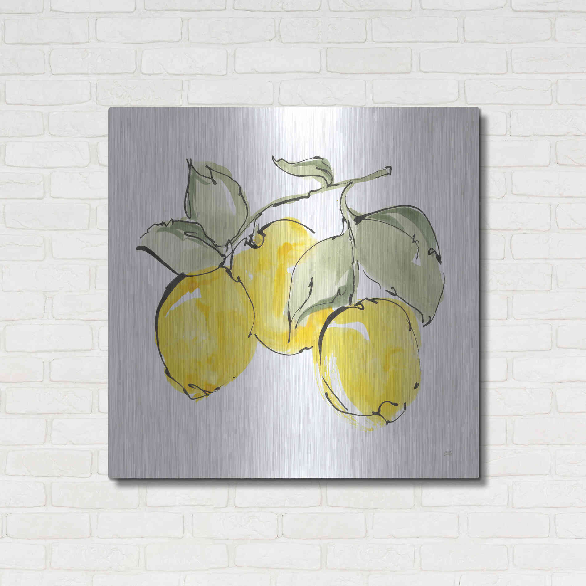 Luxe Metal Art 'Lemons IV' by Chris Paschke, Metal Wall Art,36x36