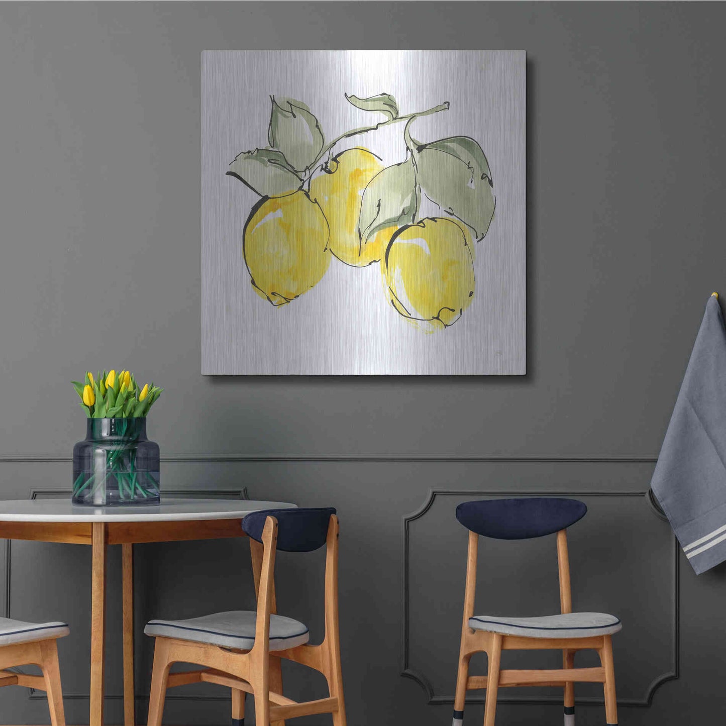 Luxe Metal Art 'Lemons IV' by Chris Paschke, Metal Wall Art,36x36