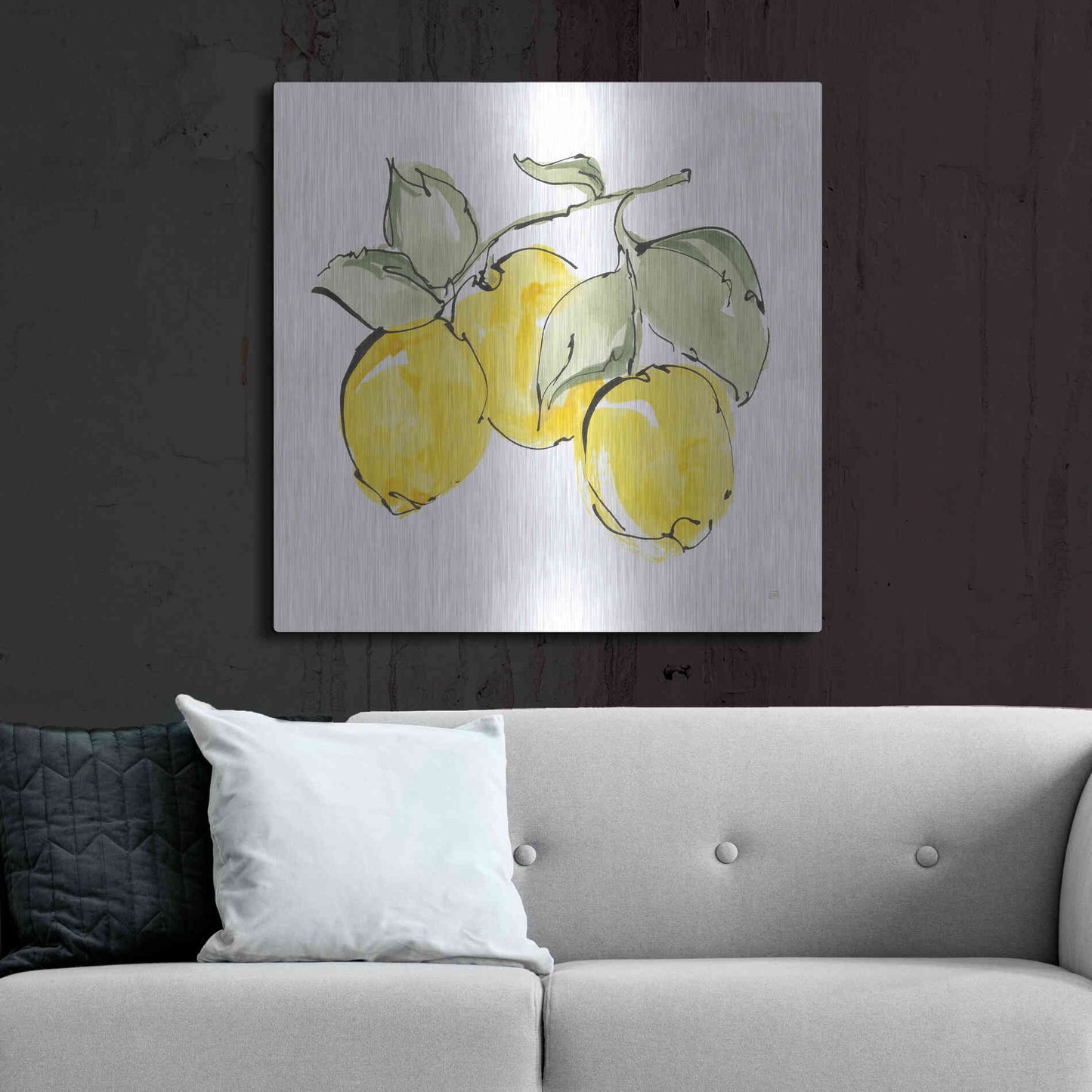 Luxe Metal Art 'Lemons IV' by Chris Paschke, Metal Wall Art,36x36