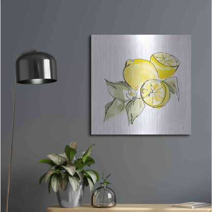 Luxe Metal Art 'Lemon Still Life I' by Chris Paschke, Metal Wall Art,24x24
