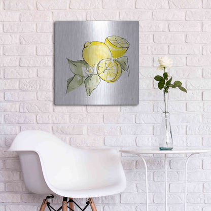 Luxe Metal Art 'Lemon Still Life I' by Chris Paschke, Metal Wall Art,24x24