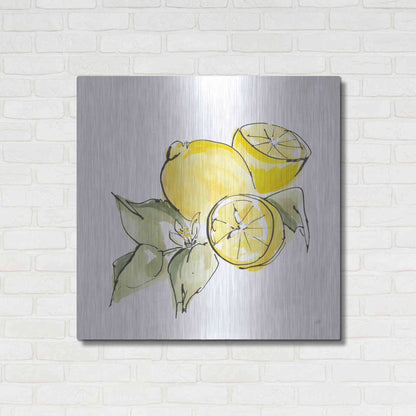 Luxe Metal Art 'Lemon Still Life I' by Chris Paschke, Metal Wall Art,36x36