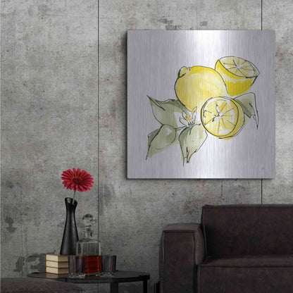 Luxe Metal Art 'Lemon Still Life I' by Chris Paschke, Metal Wall Art,36x36
