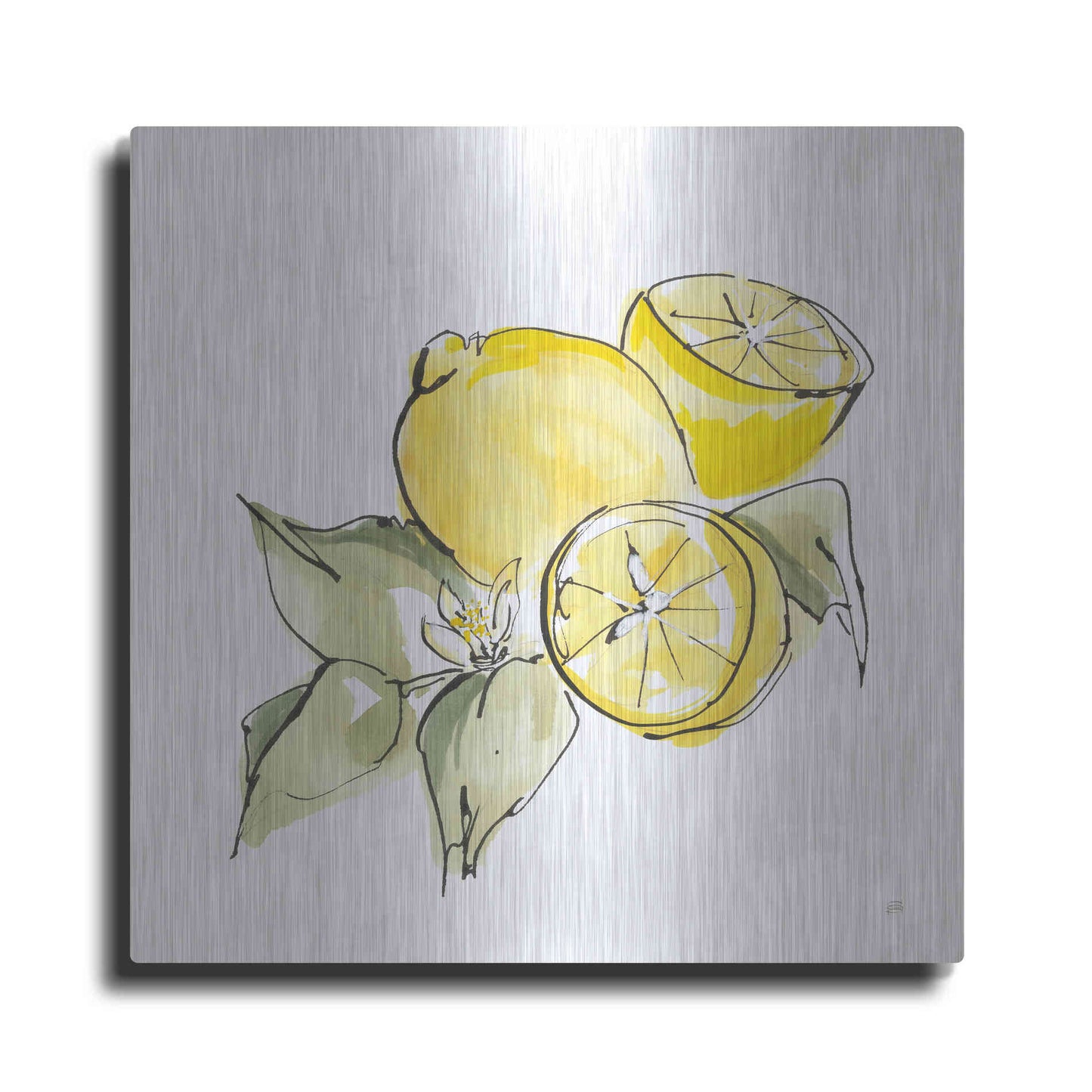 Luxe Metal Art 'Lemon Still Life I' by Chris Paschke, Metal Wall Art