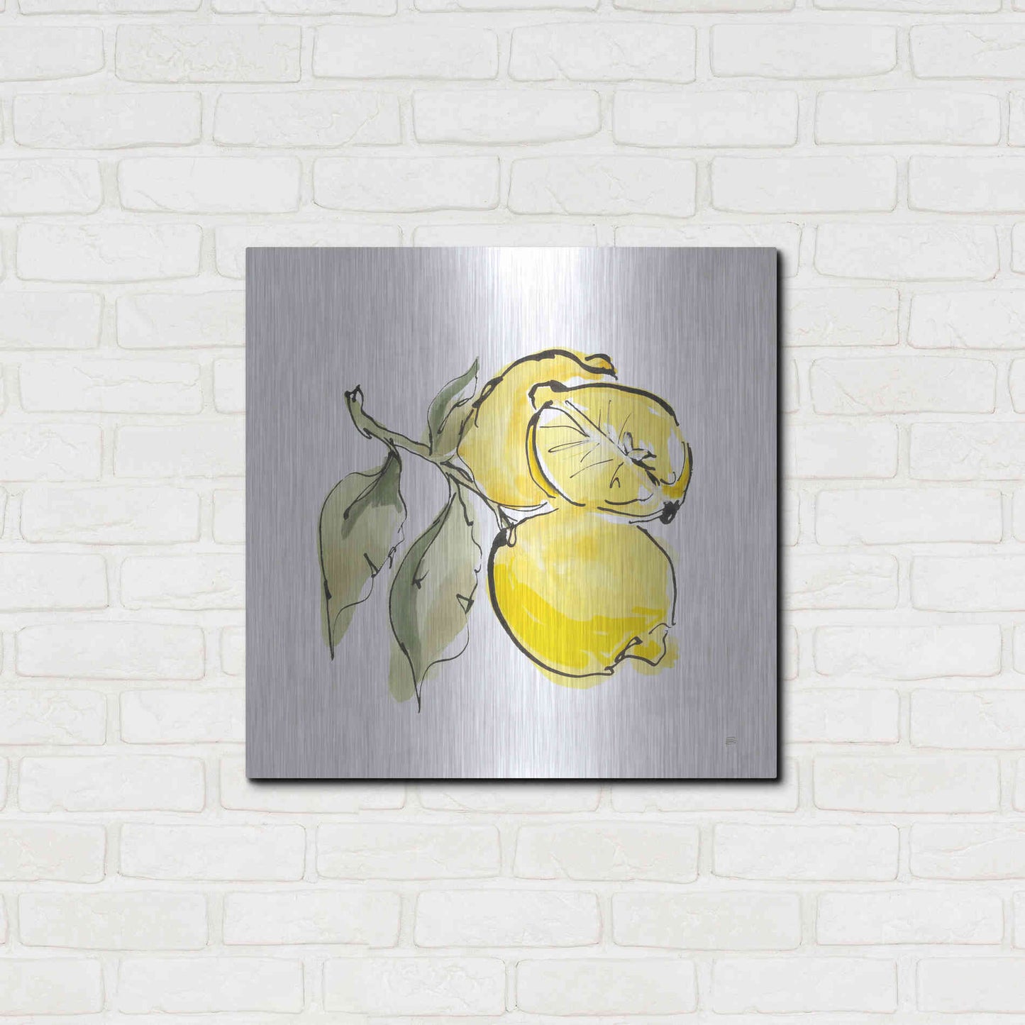 Luxe Metal Art 'Lemon Still Life II' by Chris Paschke, Metal Wall Art,24x24