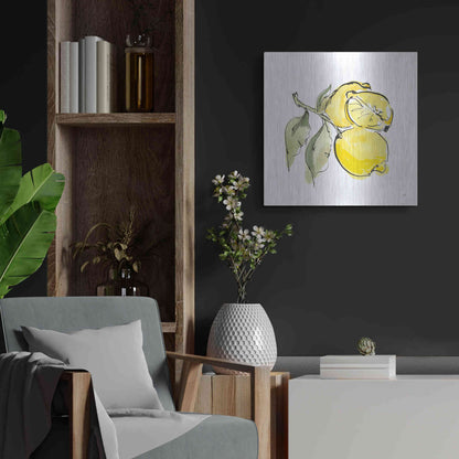 Luxe Metal Art 'Lemon Still Life II' by Chris Paschke, Metal Wall Art,24x24