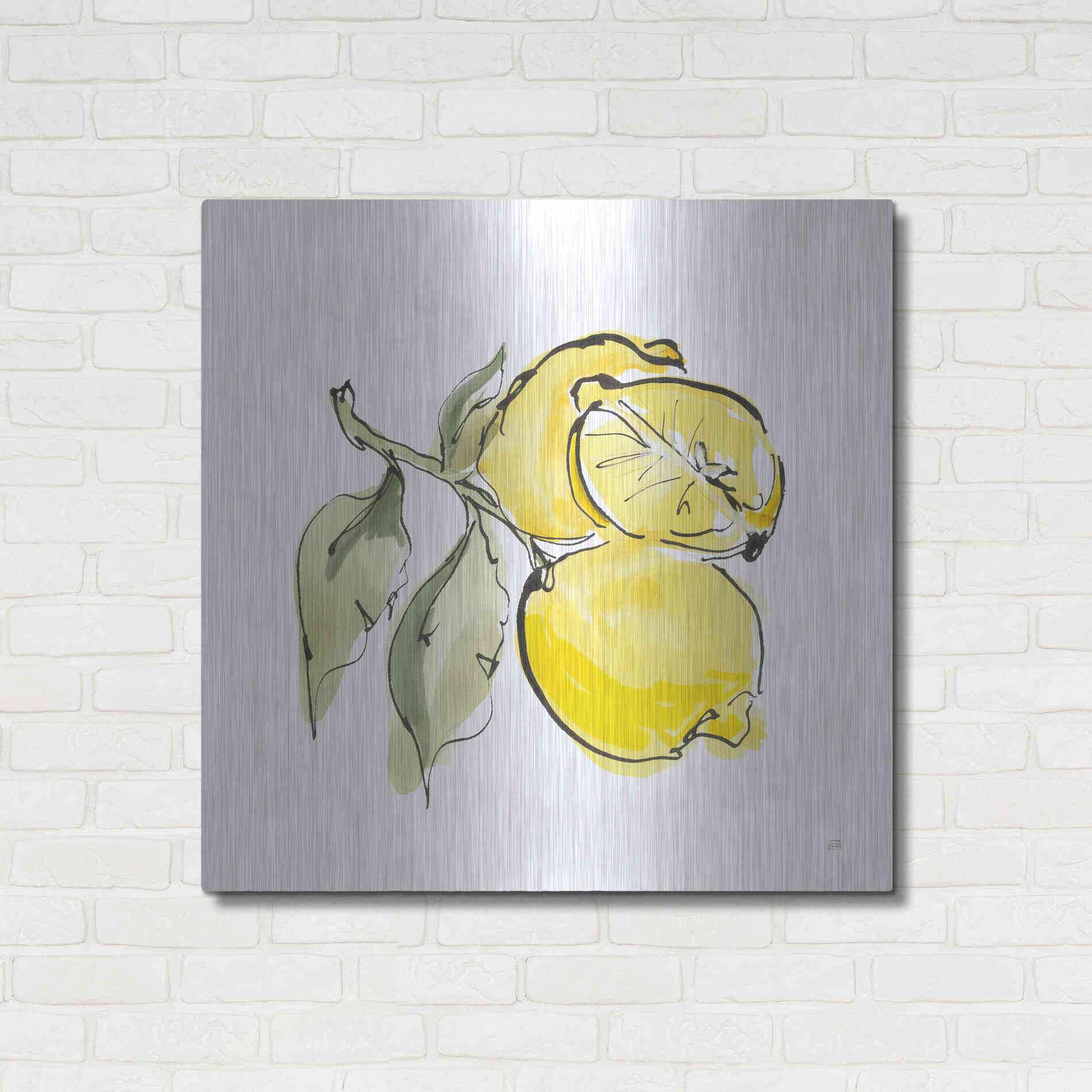 Luxe Metal Art 'Lemon Still Life II' by Chris Paschke, Metal Wall Art,36x36